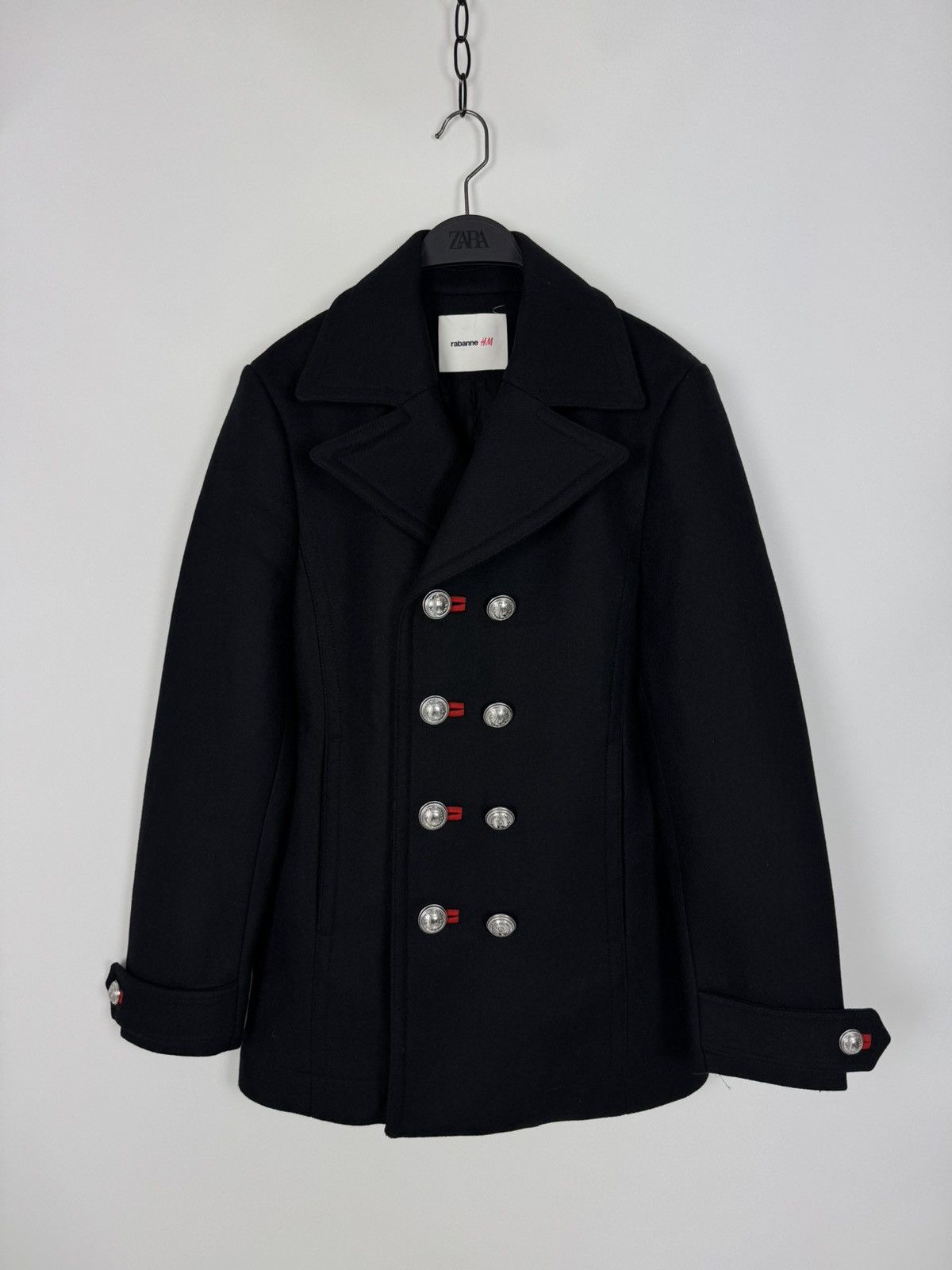 H&M H&M x Rabanne Wool Black Coat Jacket Size US S / EU 44-46 / 1 - 3 Thumbnail