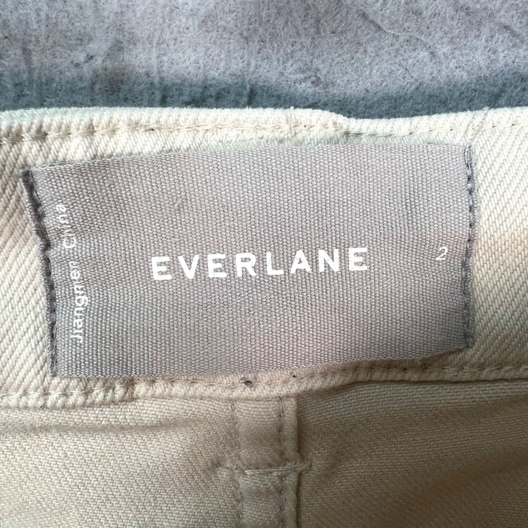 Everlane Everlane Pants Cropped Straight Beige Cotton Blend 2 Womens High Rise Flat Front Zip Inseam 23 in Spring Summer Fall Regular Womens Size 26" / US 2 / IT 38 - 3 Thumbnail