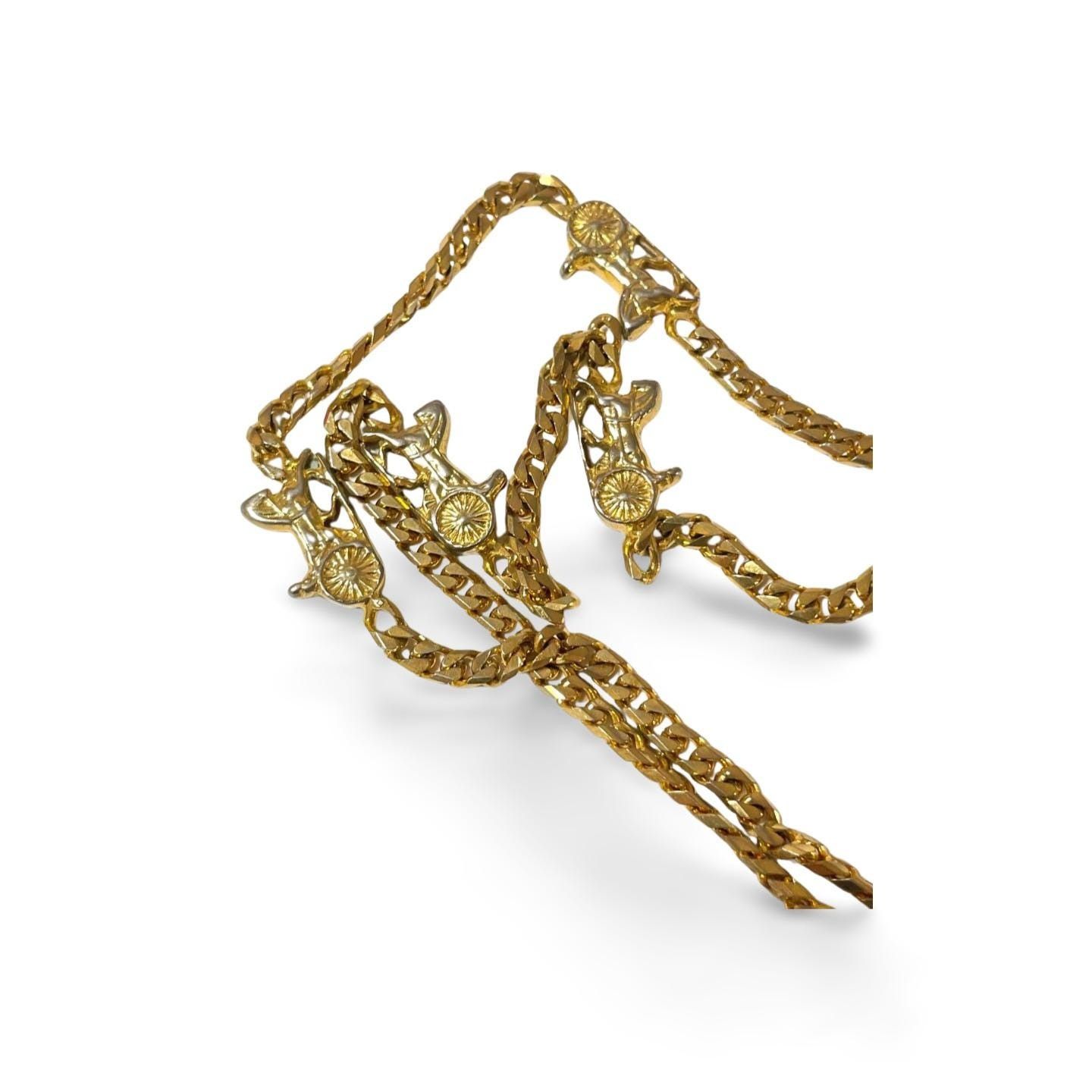 Celine Vintage Celine golden chain necklace with carriage charms. Size ONE SIZE - 3 Thumbnail