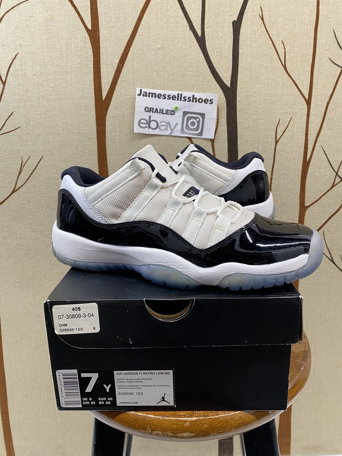 image of Jordan Nike Size 7 Nike Air Jordan Retro 11 Low Concord Shoes in White, Men's
