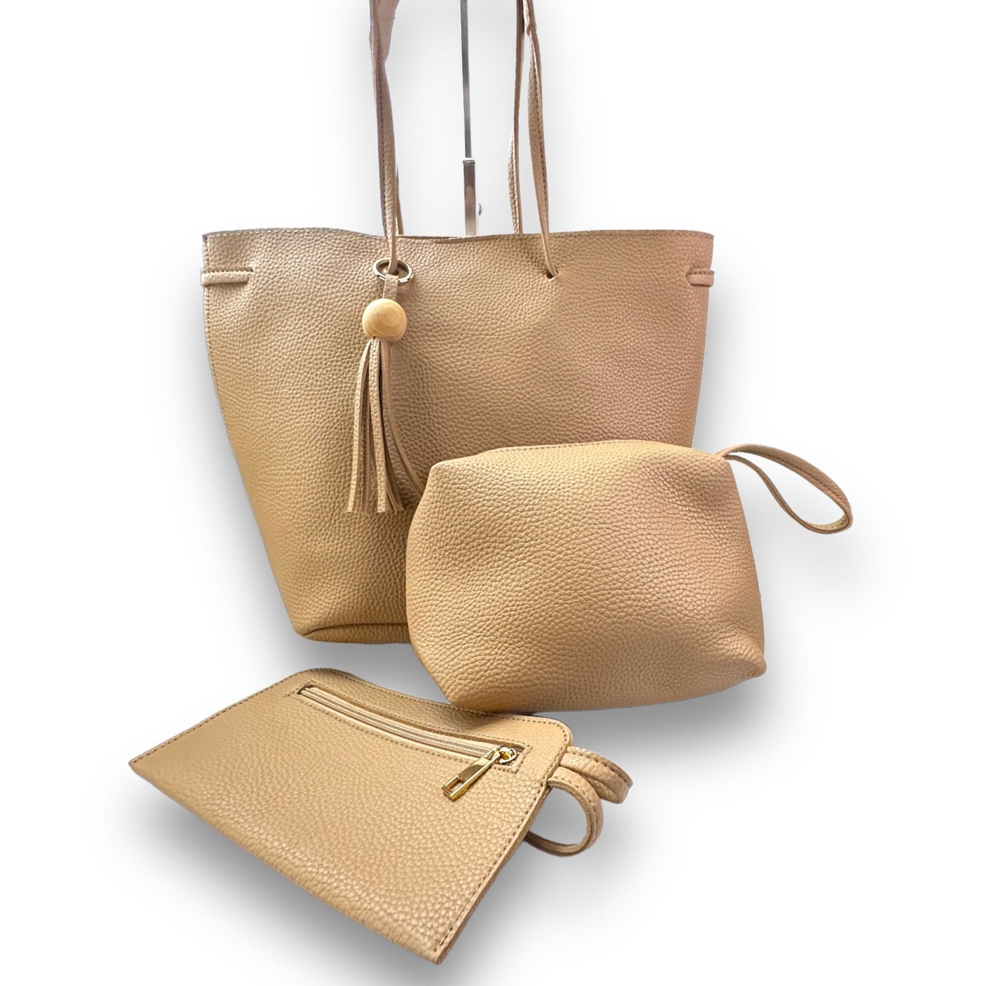 Designer Ellie Women's Bag Tote Handbag 3 Piece Set 100% Vegan Leathe Size ONE SIZE - 1 Thumbnail
