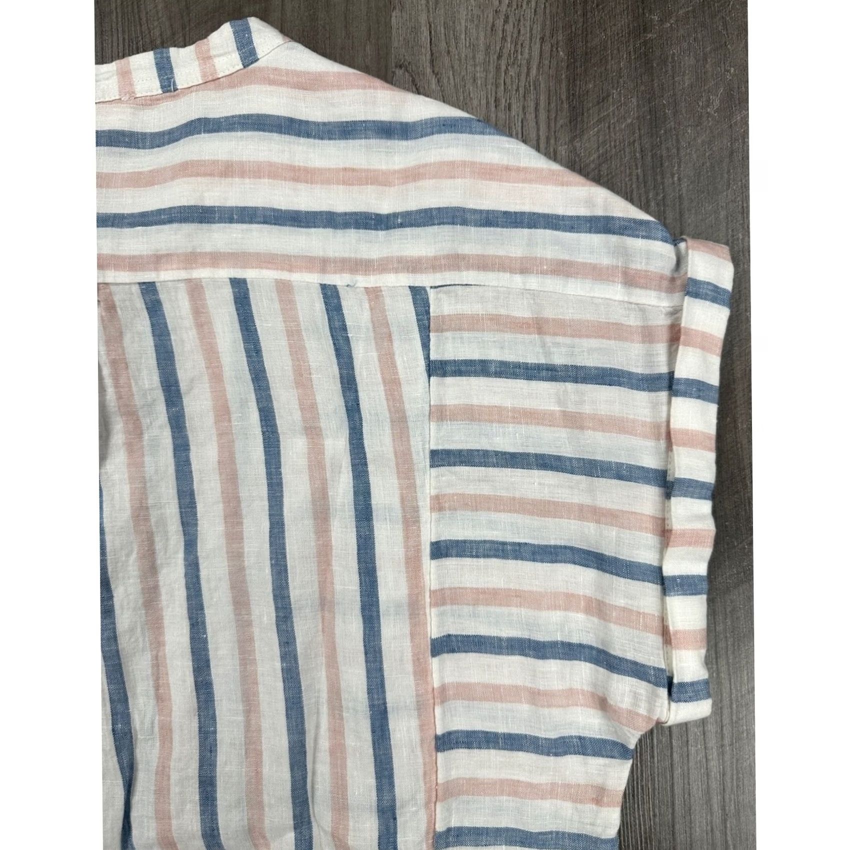Vince Camuto Vince Camuto Cover Up Shirt Linen Striped Blush Pink Medium Women’s Size ONE SIZE - 3 Thumbnail