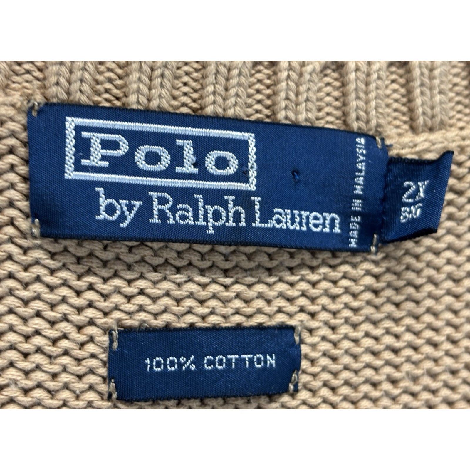Polo Ralph Lauren VINTAGE Polo Ralph Lauren Sweater Vest Mens 2XB Big & Tall Tan V-Neck Knitted Cotton 90s Preppy Casual Business Solid Sleeveless Size US XXL / EU 58 / 5 - 5 Thumbnail