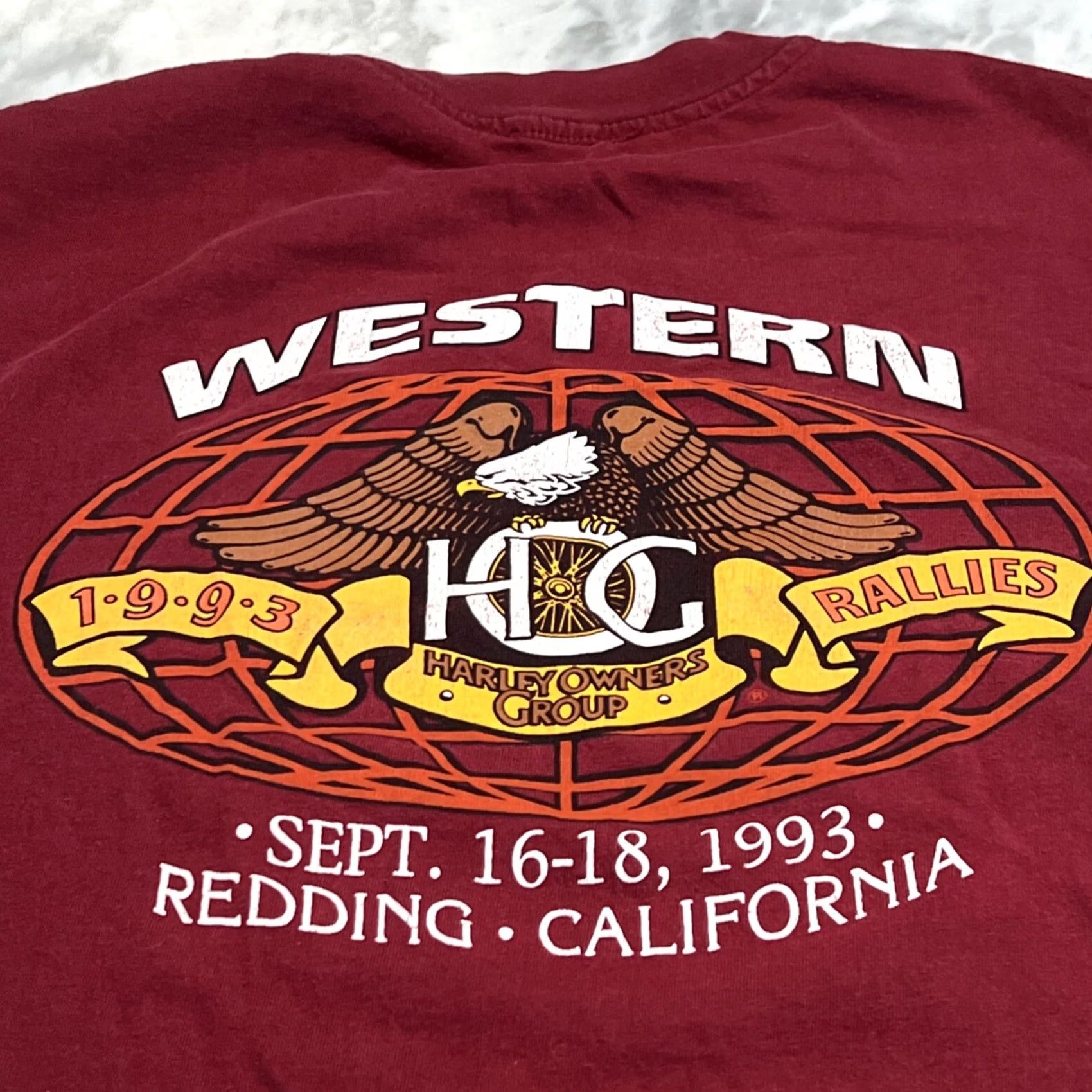 Harley Davidson VINTAGE Harley-Davidson Owners Group XL T-Shirt Men Red 90s Biker Motorcycle Vintage 1990s California Single Stitch Size US XL / EU 56 / 4 - 3 Thumbnail
