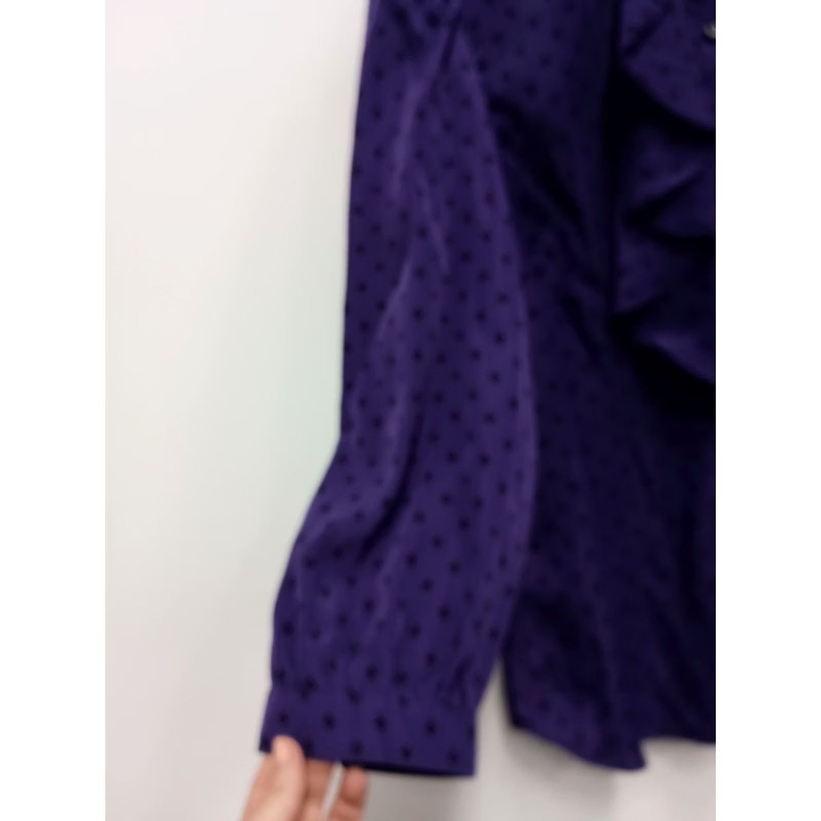 George VINTAGE George Blouse Womens Large Purple Printed Ruffle 90s Preppy Office Gothic Purple Blouse Womens L 90s City Romantic Whimsygoth Size L / US 10 / IT 46 - 5 Thumbnail