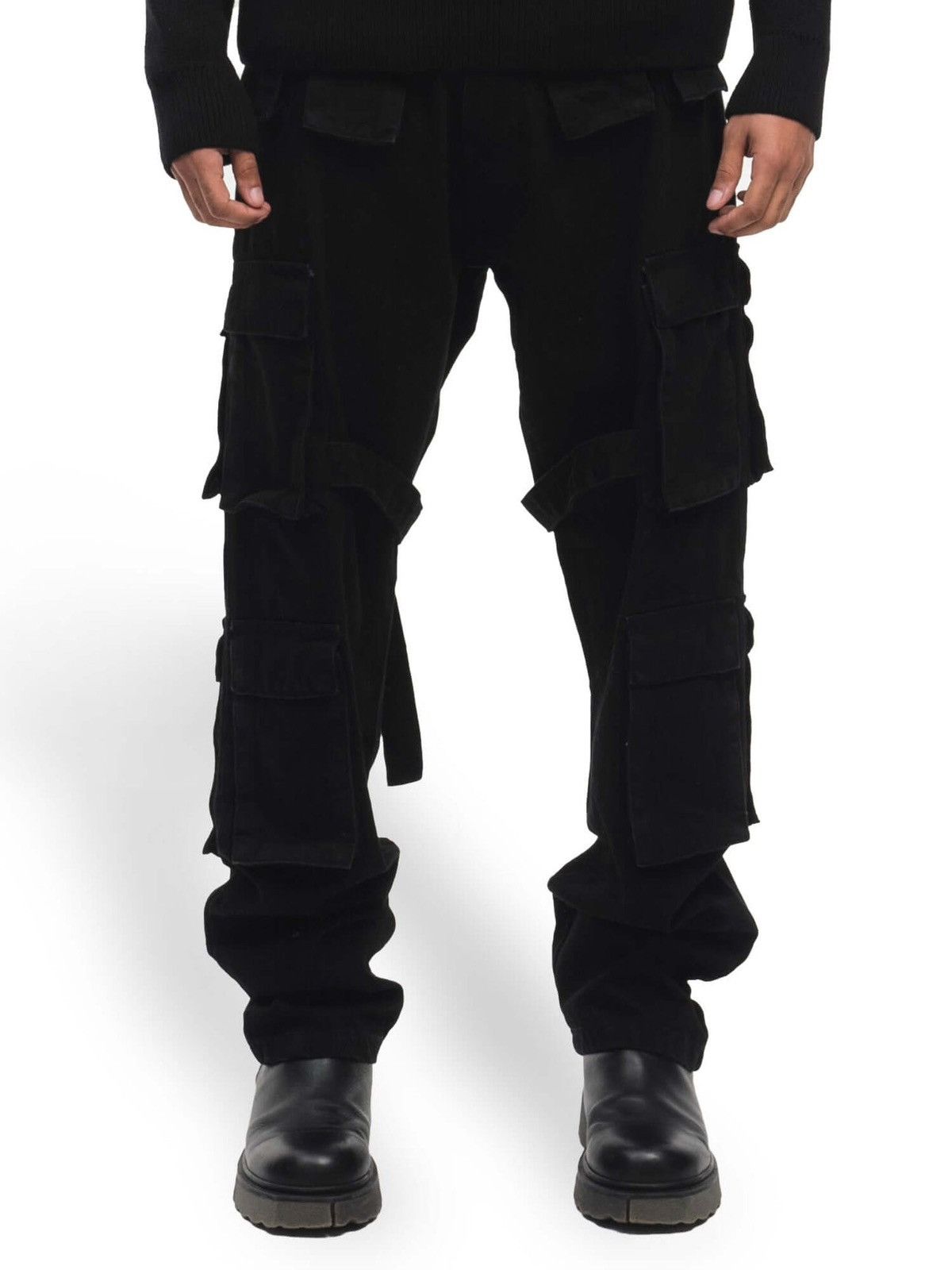 Other Finelli Mens Black Multi-Pocket Strap Utility Jeans RRP $160 Size US 32 / EU 48 - 6 Thumbnail