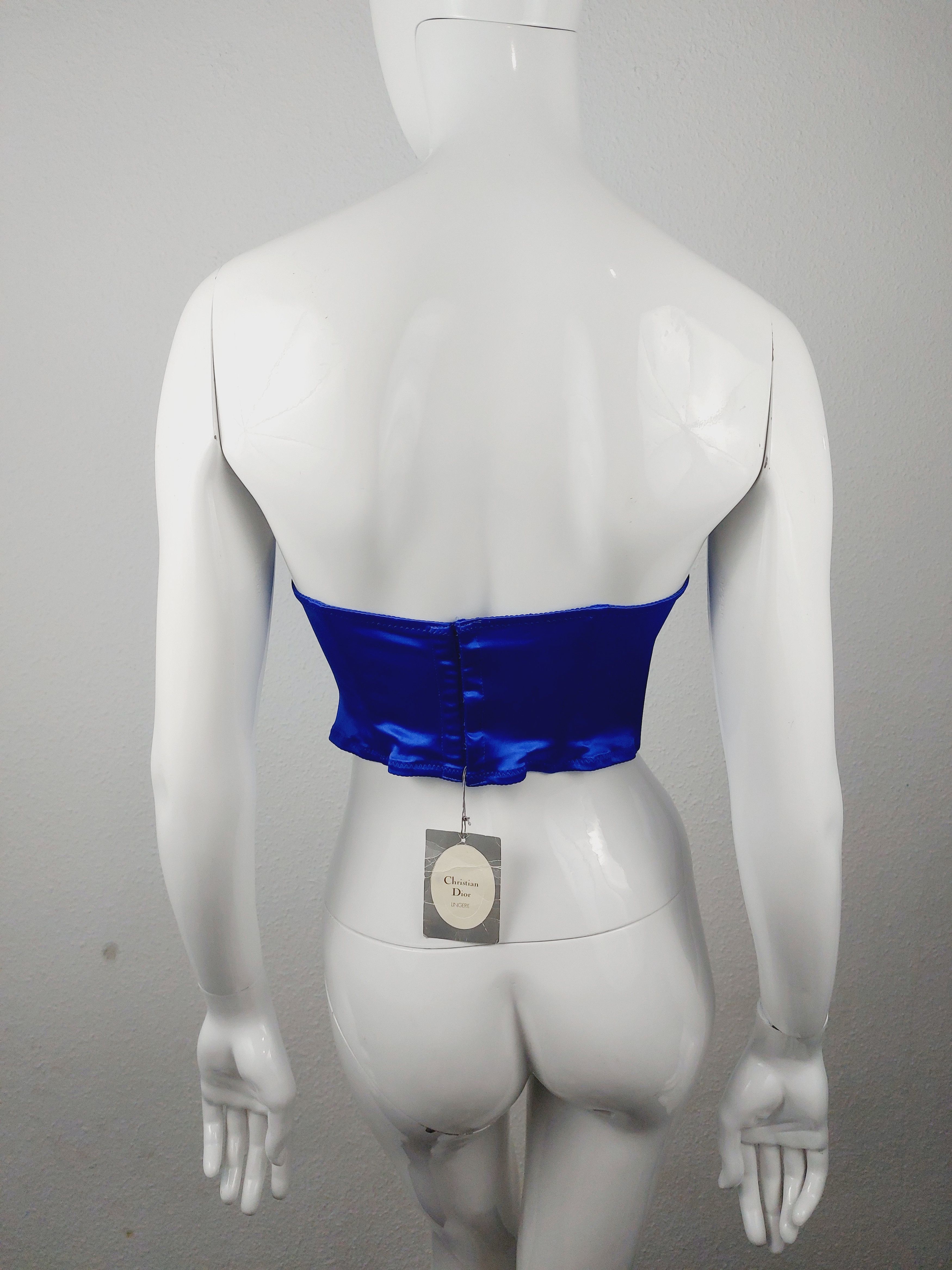 Vintage Christian Dior Navy Blue Logo Corset Bustier NWT