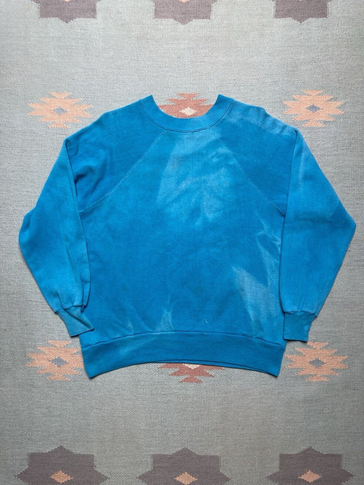Vintage Vtg 70s crewneck sweatshirt blank teal blue sun faded medium Size US M / EU 48-50 / 2 - 7 Thumbnail