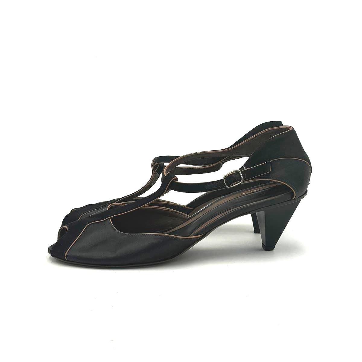 Marni MARNI Satin Peep-Toe Pumps Architectural Heel Size 9W Size US 9 / IT 39 - 2 Thumbnail