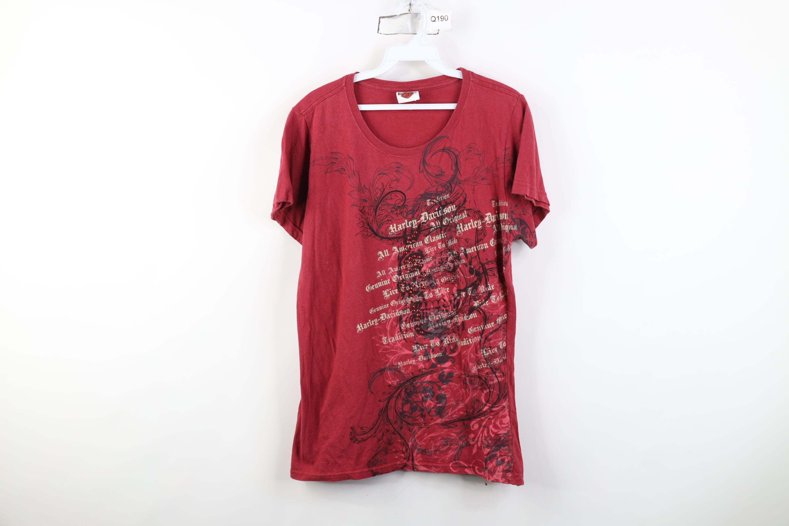 Harley Davidson Vintage Y2K Harley Davidson Tribal Floral Leaf T-Shirt Red Size XL / US 12-14 / IT 48-50 - 1 Thumbnail