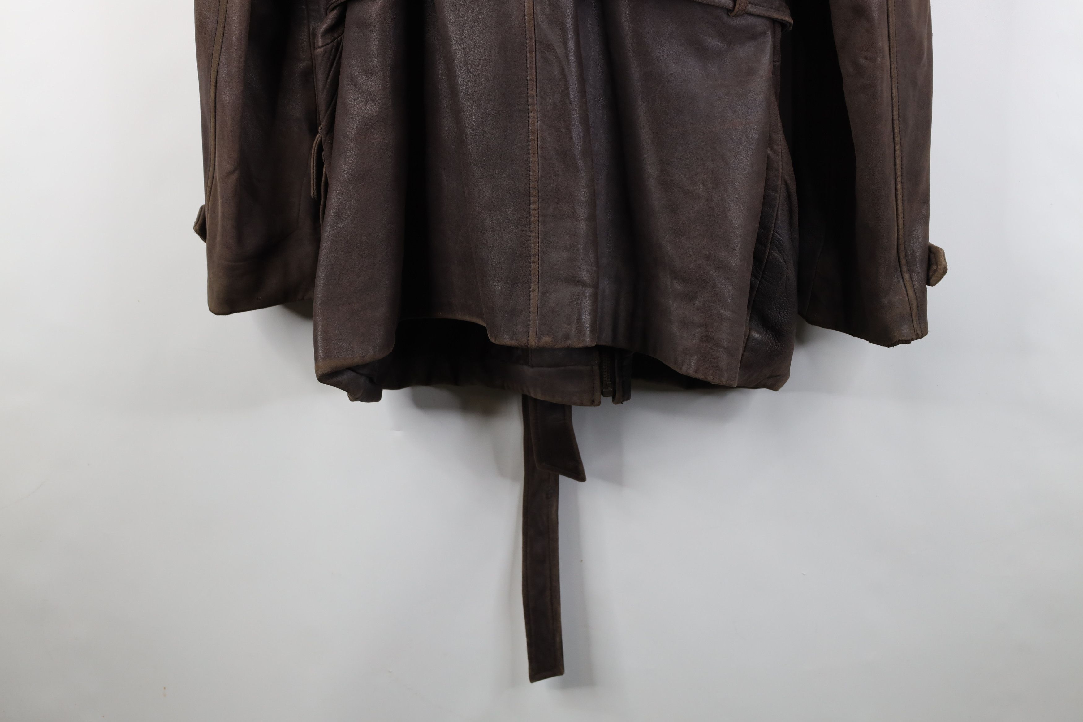 Vintage Vintage 90s Streetwear Leather Trench Coat Jacket Brown Size US XL / EU 56 / 4 - 15 Thumbnail