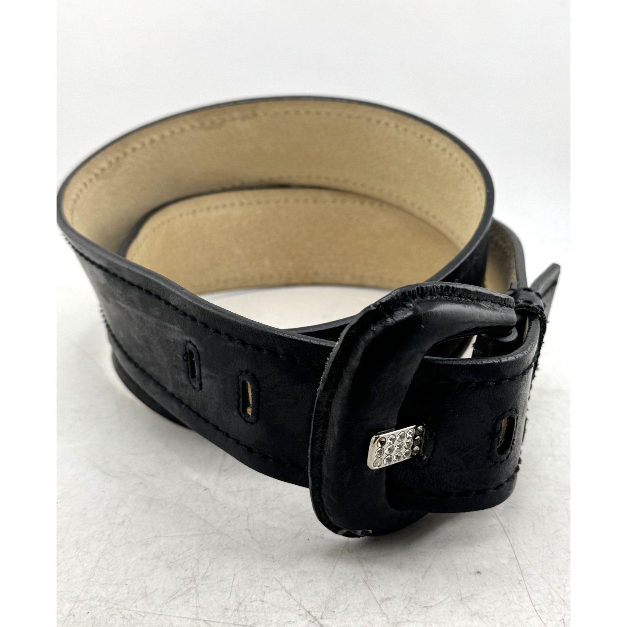 Calvin Klein Calvin Klein CK Women's Rhinestone Genuine Leather Belt Size Size ONE SIZE - 5 Thumbnail