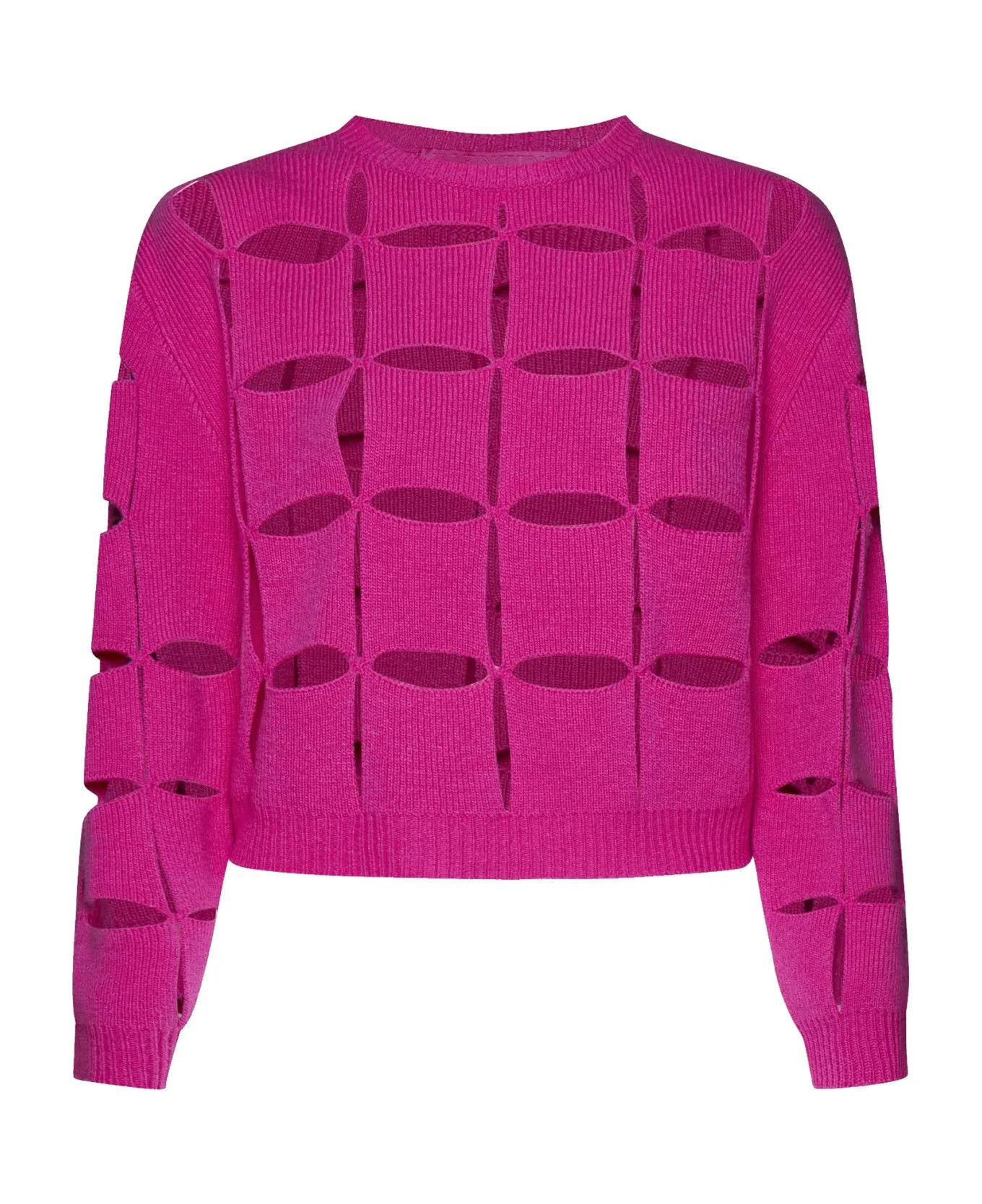 Valentino o1y0326 Crewneck Sweater in Fuchsia Size L / US 10 / IT 46 - 1 Thumbnail