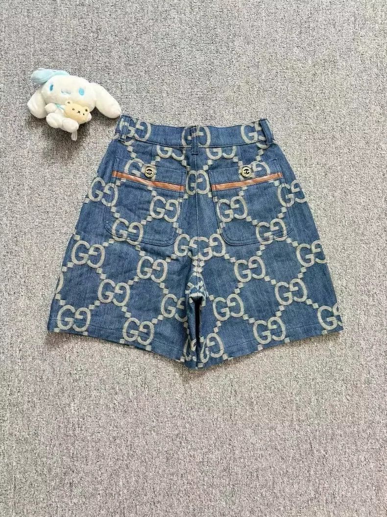 Gucci Gucci Blue Denim Logo Shorts Size 36-2506 Size 35" - 2 Thumbnail