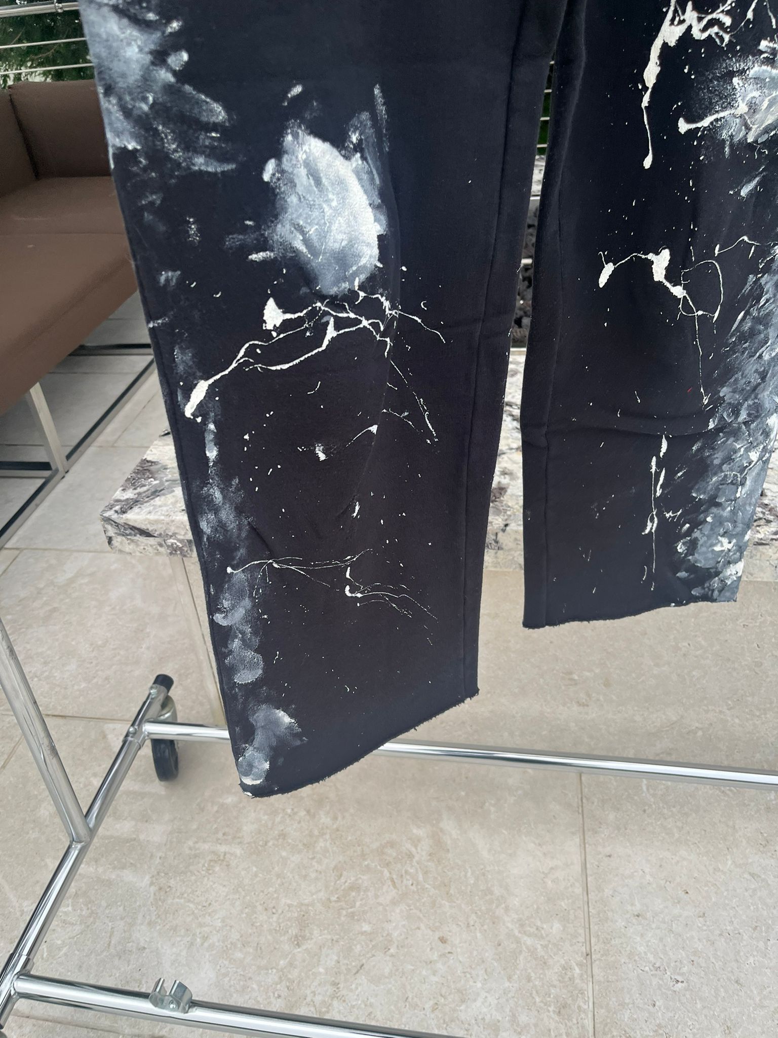 Balenciaga Paint Splatter Sweatpants in Black & White Size US 34 / EU 50 - 6 Thumbnail