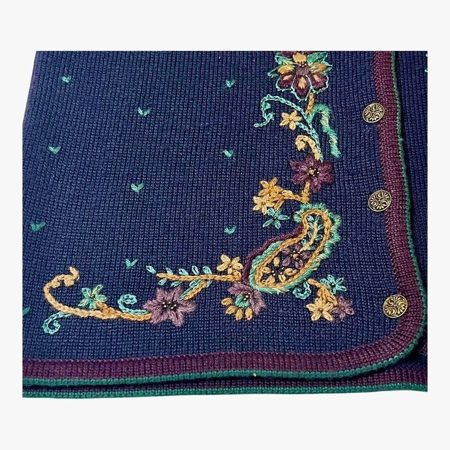 Other Koret Wool Blend Paisley Cardigan Sweater Women's Small Blue Size S / US 4 / IT 40 - 5 Thumbnail