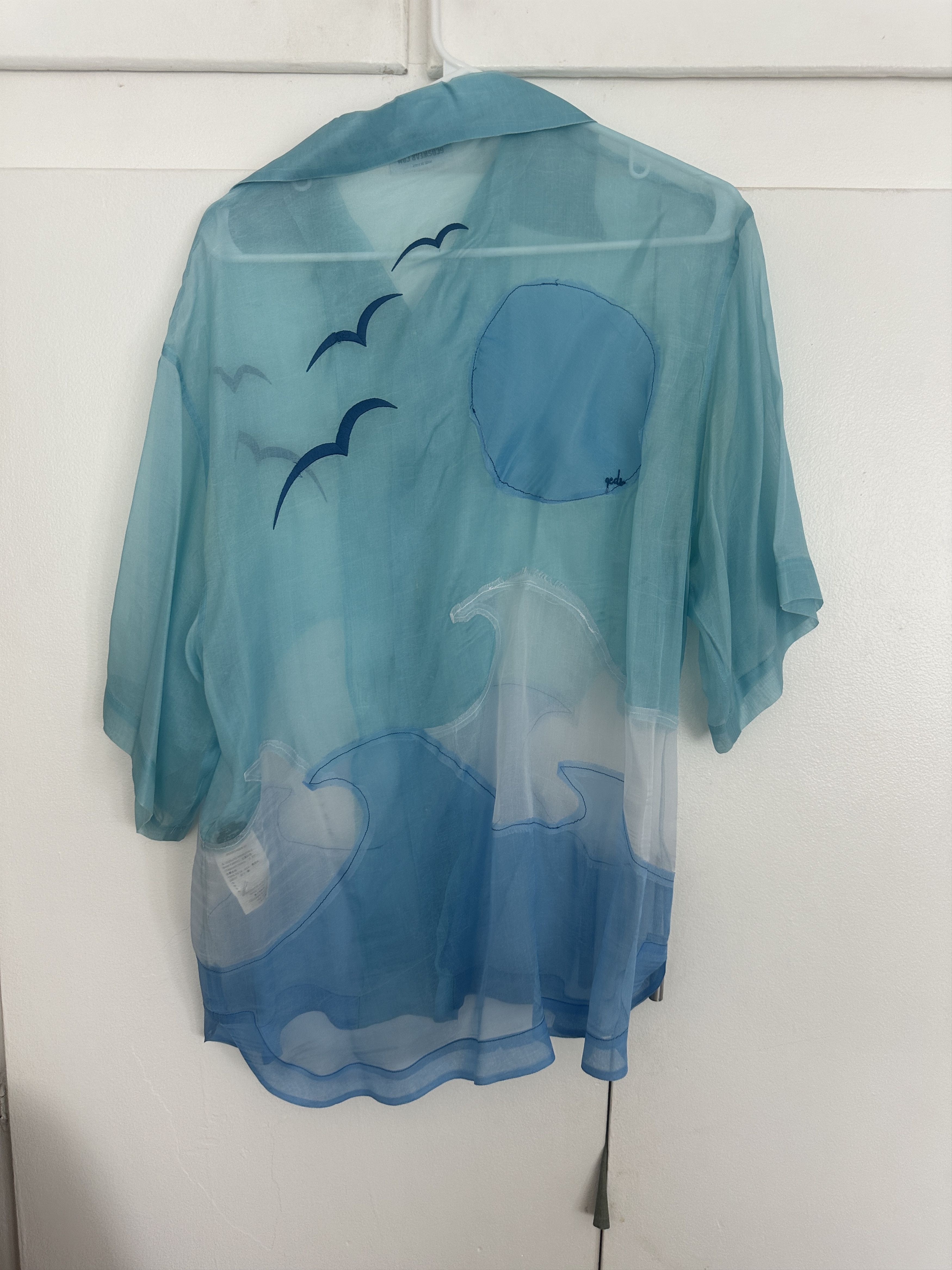 GCDS Landscape Silk Bowling Shirt - Blue - Casual Shirts Size US S / EU 44-46 / 1 - 5 Thumbnail