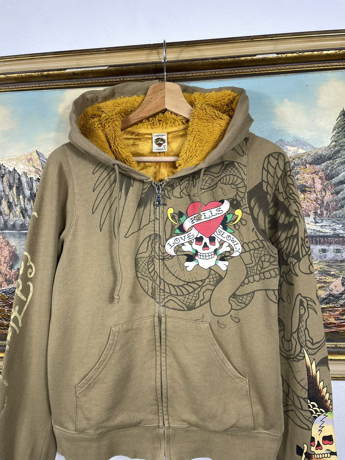 Christian Audigier × Ed Hardy × Vintage Ed Hardy Retro 00s Hoodie Cyber Affliction Grunge Hiphop Rap Size S / US 4 / IT 40 - 5 Thumbnail