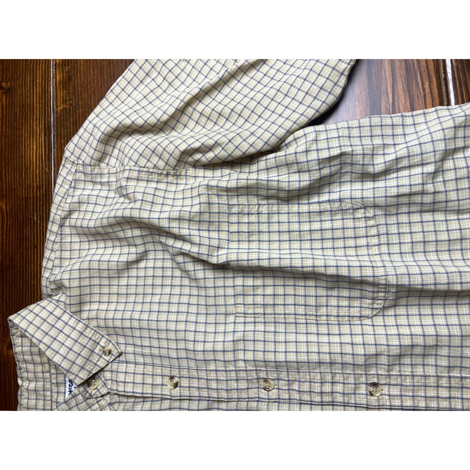 McGregor McGregor Shirt Men's Large Button-Down Checkered Wrinkle Resistant Vintage Brown Tan Casual Short Sleeve Shirt Size US L / EU 52-54 / 3 - 3 Thumbnail