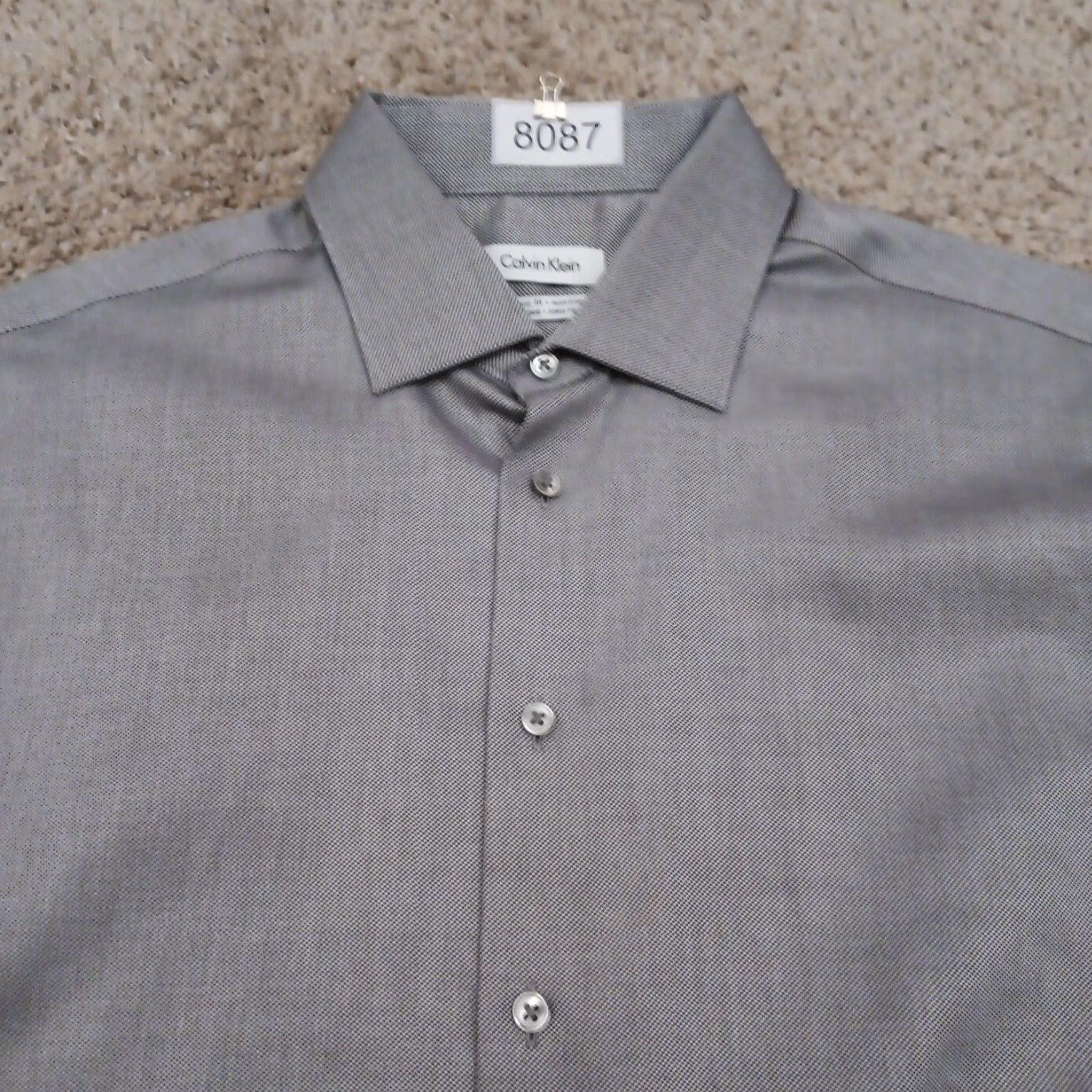 Calvin Klein Calvin Klein Shirt Men Size 17 Gray Classic Fit Long Sleeve Button Up Size US XL / EU 56 / 4 - 3 Thumbnail
