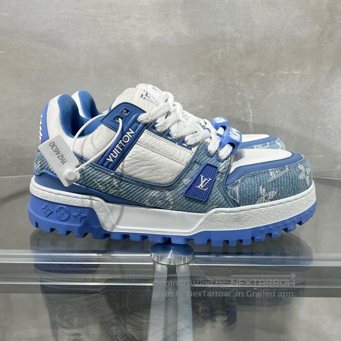 Louis Vuitton Louis Vuitton Trainer Maxi White and Blue Jeans shoes Size US 8 / IT 38 - 4 Thumbnail