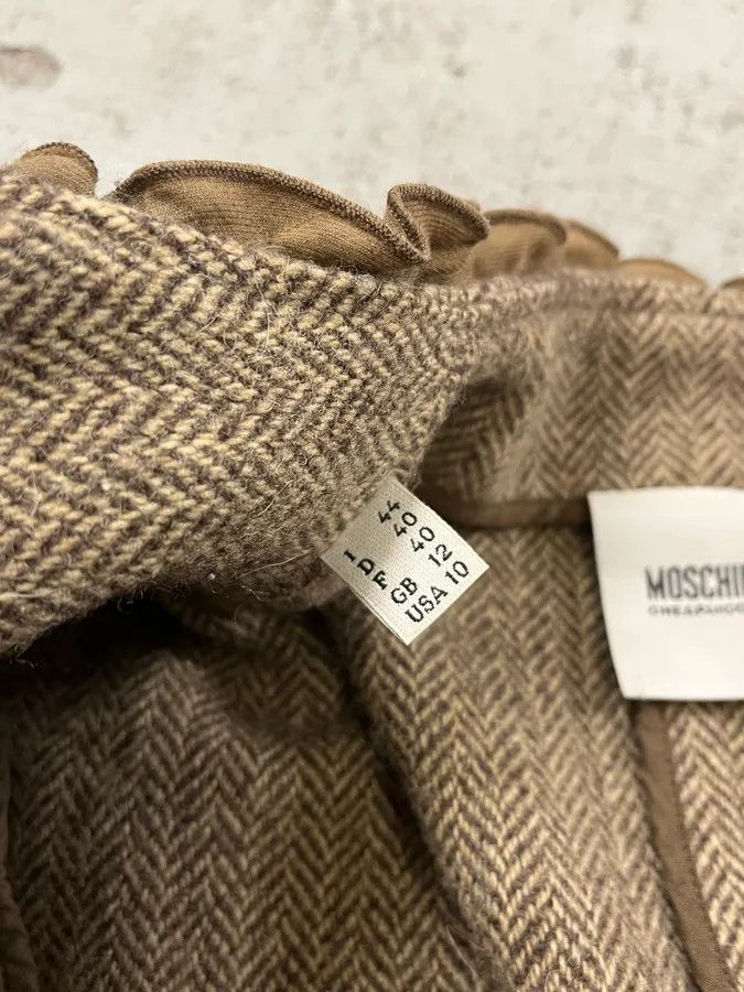 Moschino 2000s Moschino Flower Wool Ruffled Beige Jacket Size S / US 4 / IT 40 - 10 Thumbnail