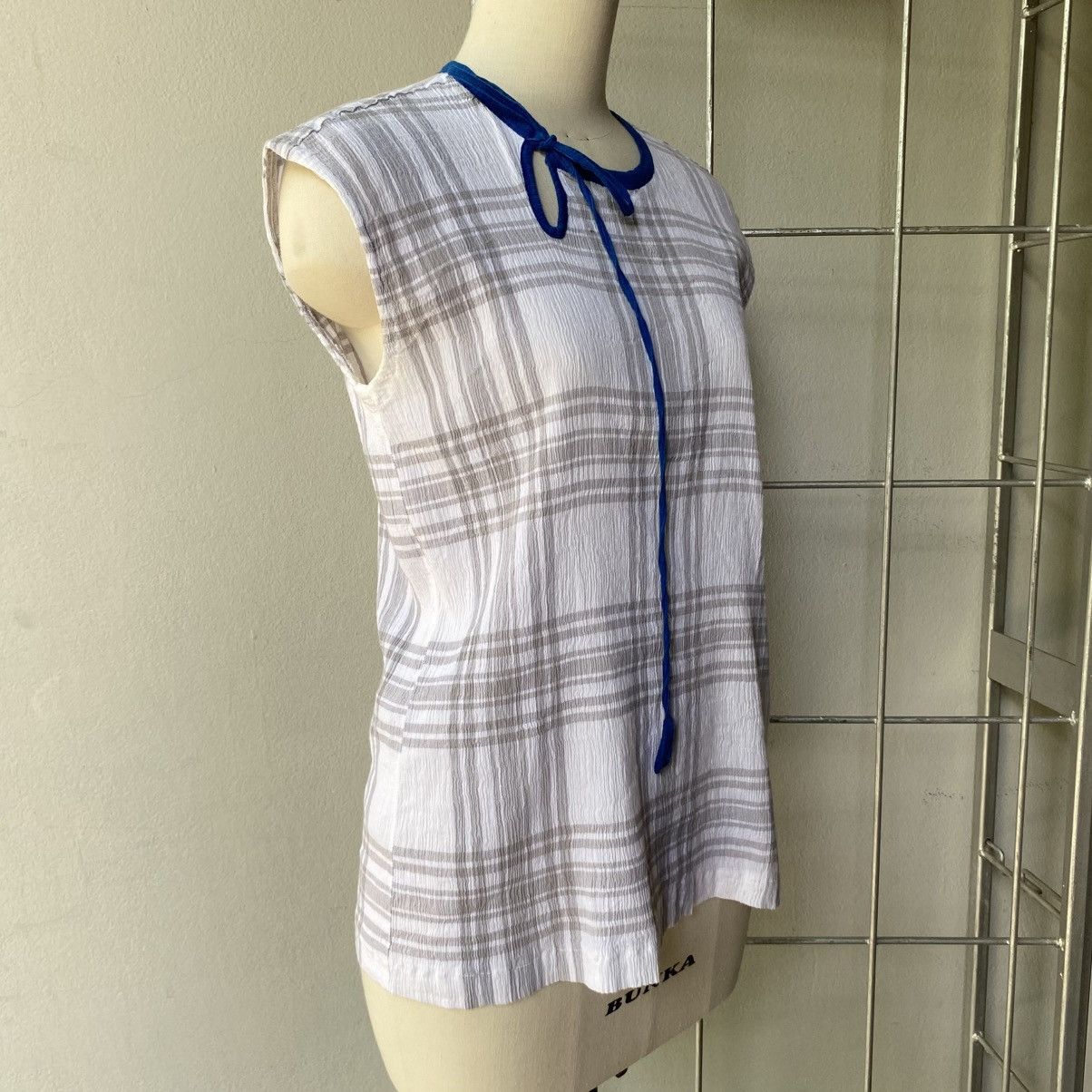 Tsumori Chisato Tsumori Chisato Blue Trim Bow Tie Sleeveless Blouse Size M / US 6-8 / IT 42-44 - 5 Thumbnail