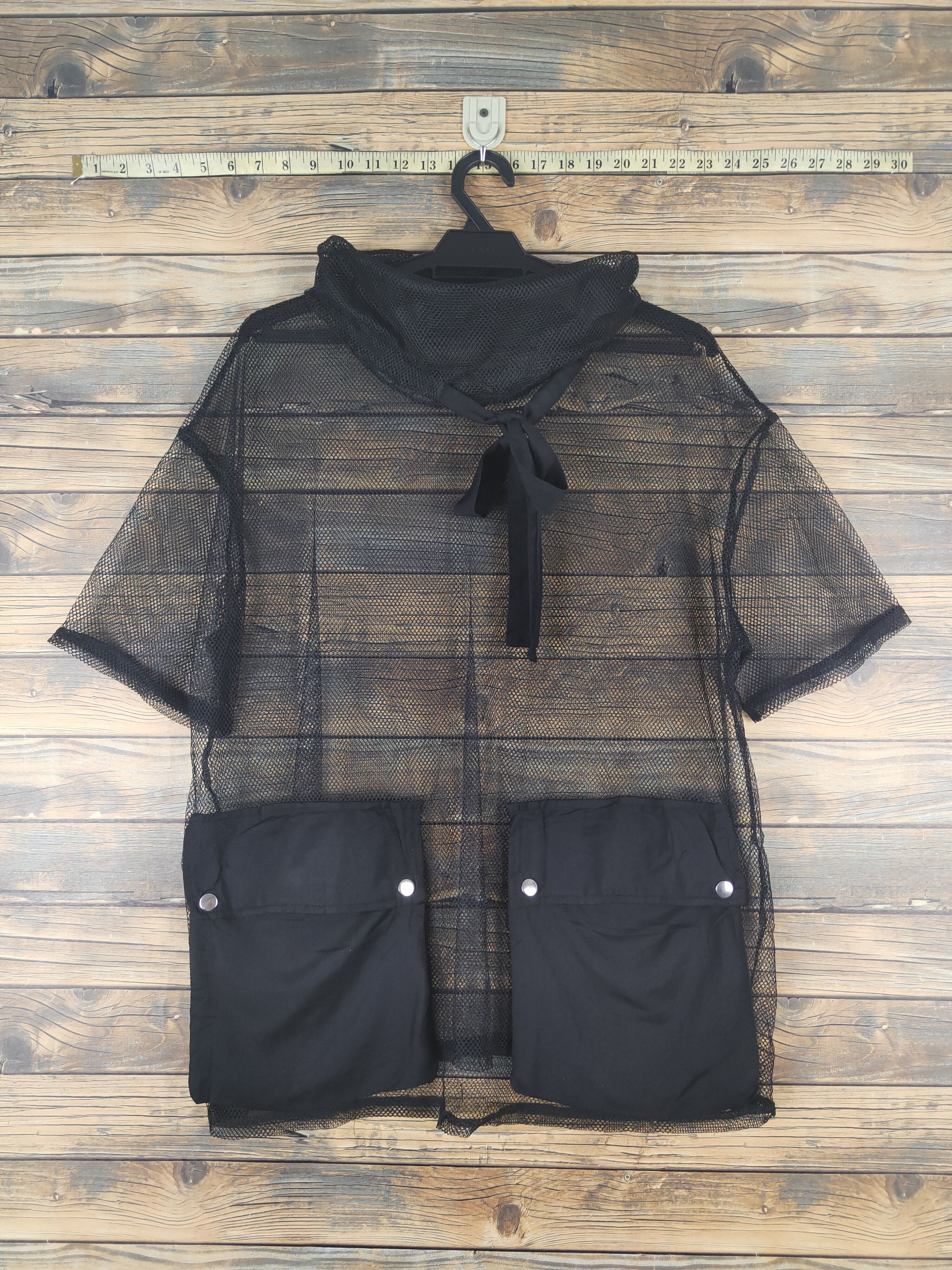 Vintage Very rare Art Black Net Transparent Short Sleeve Shirts Size US L / EU 52-54 / 3 - 1 Thumbnail