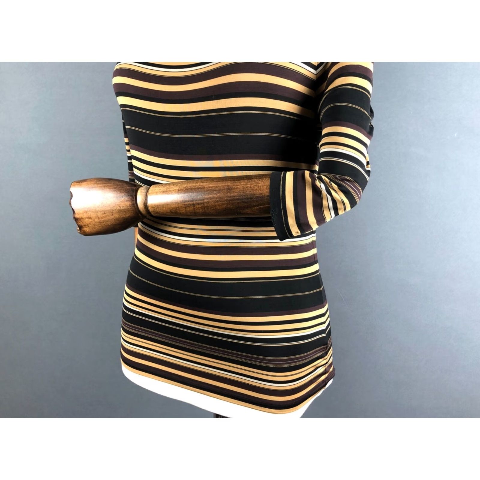 Max Mara Max Mara Blouse Striped Jersey Viscose Elastane Brown M Women's Top Regular Size M Crew/N/A Size M / US 6-8 / IT 42-44 - 6 Thumbnail