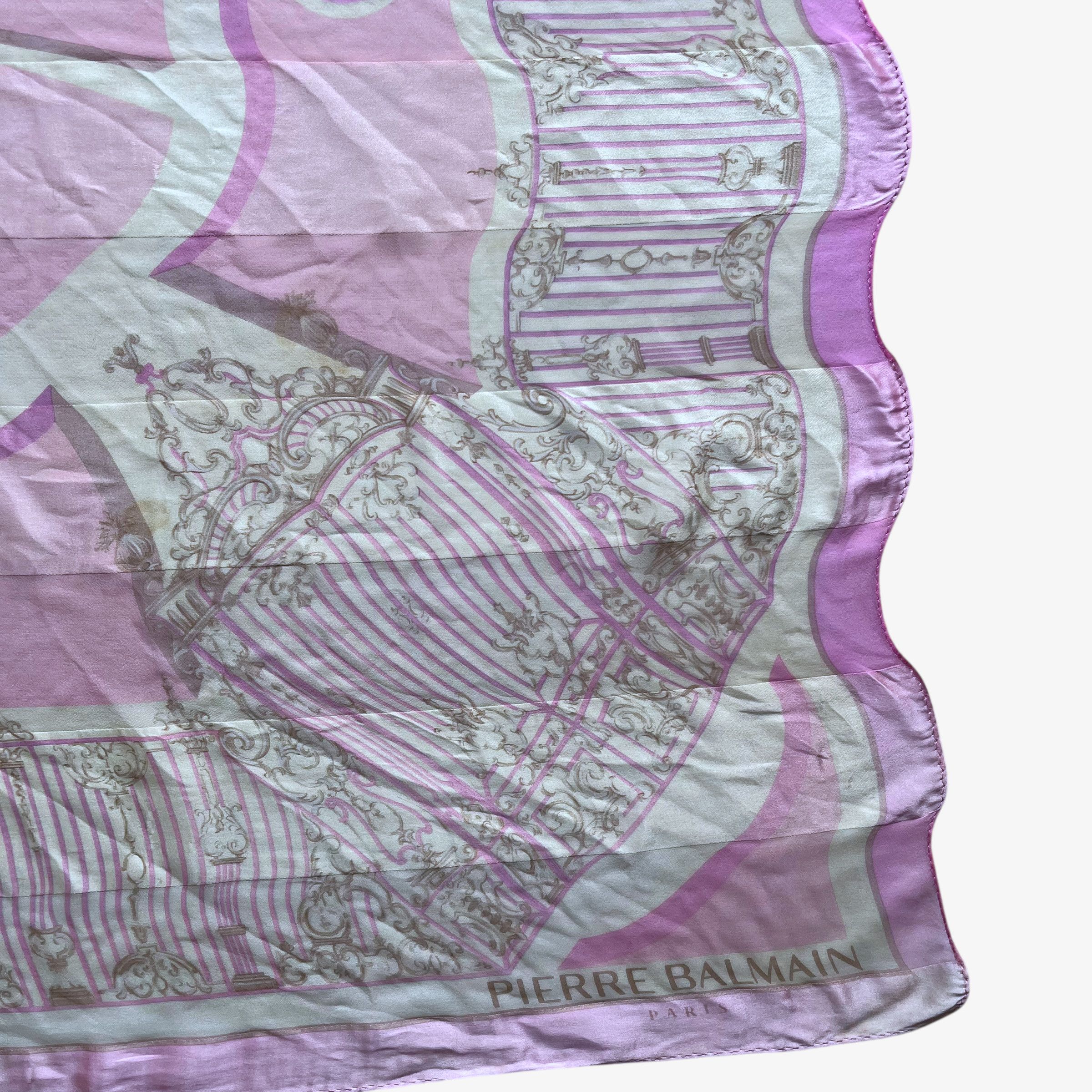Balmain Vintage 80s Pierre Balmain Baroque Gate Print Silk Scarf Size ONE SIZE - 6 Thumbnail