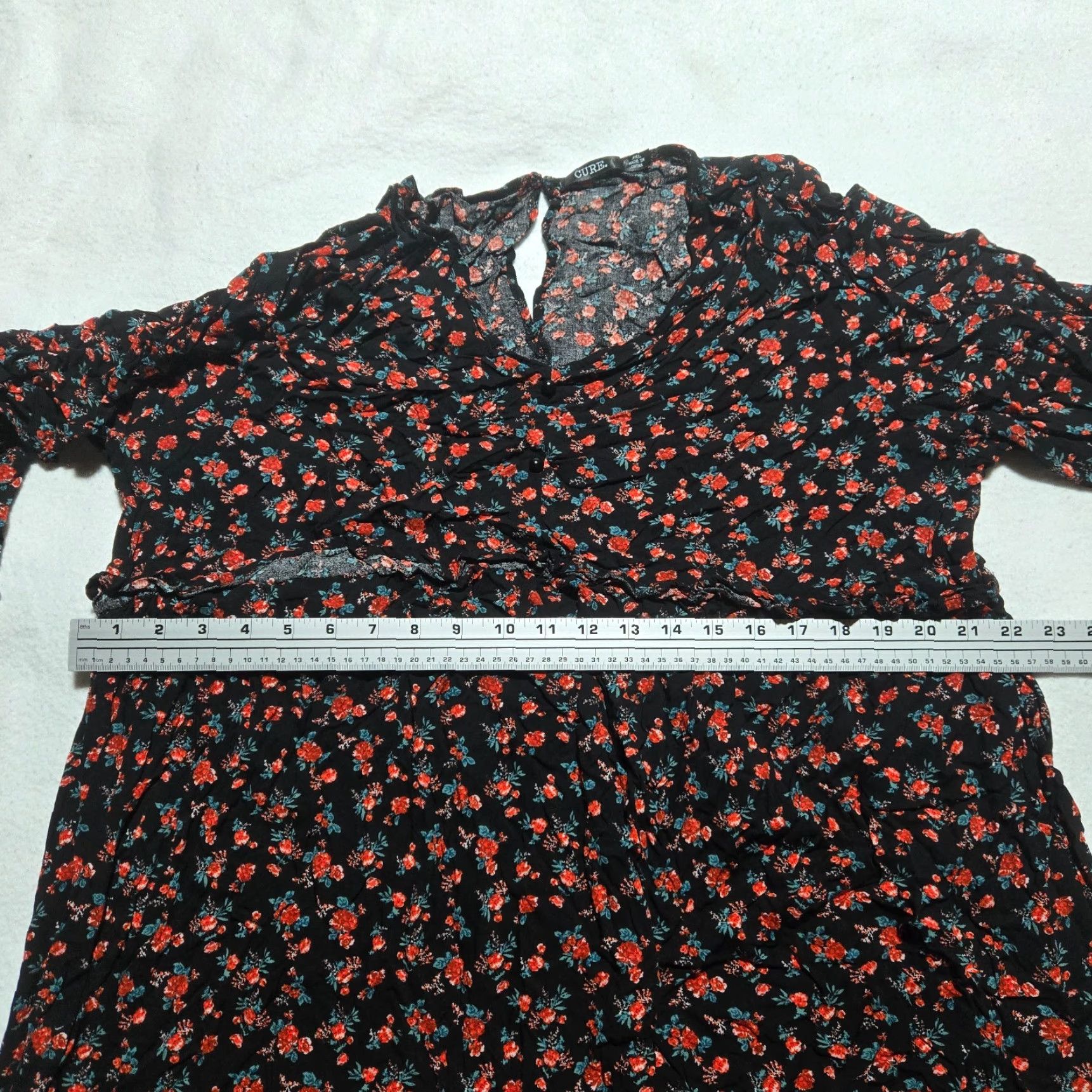 Vintage Cure Floral Blouse Shirt 3/4 Sleeve Adult Women's Size 3XL Black Floral Pattern Casual Summer Spring 3XL Womens Shirt Size XXL / US 16-18 / IT 52-54 - 4 Thumbnail