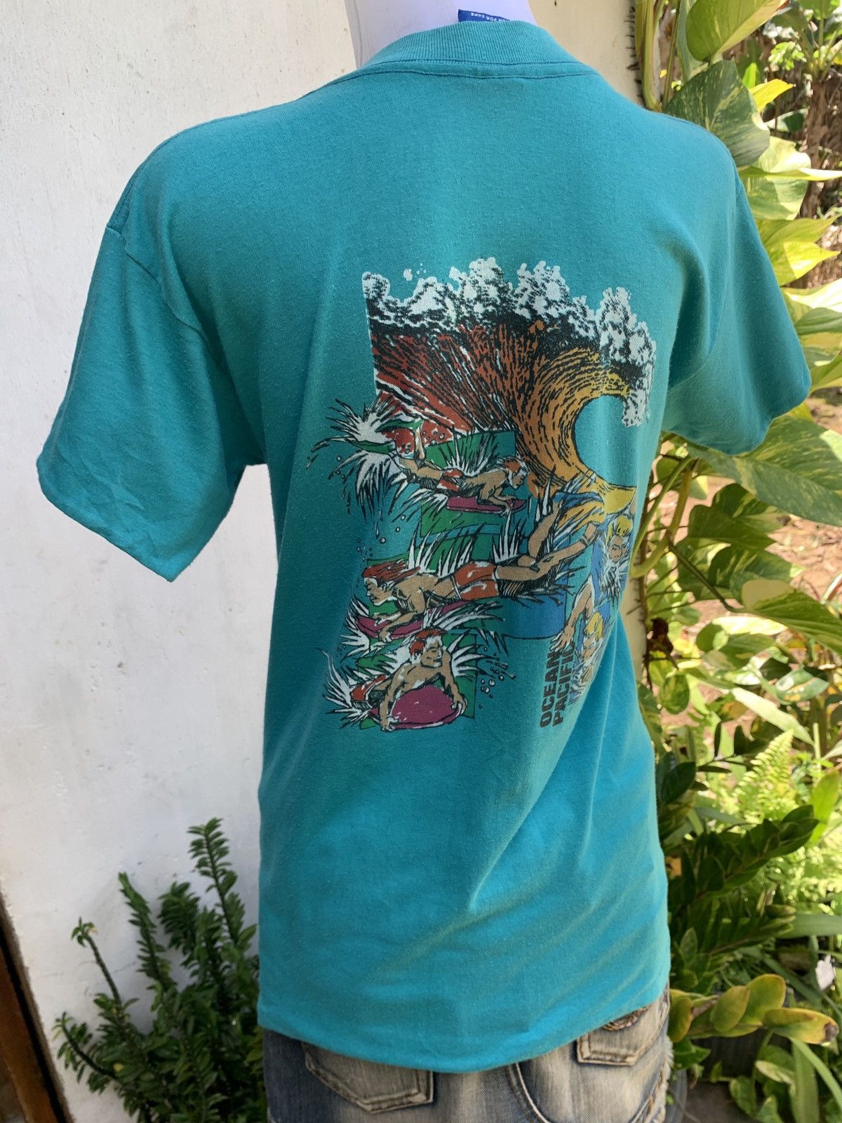 Ocean Pacific 1988 Ocean Pacific Vintage Teal Surf Graphic Tee Size L / US 10 / IT 46 - 2 Thumbnail