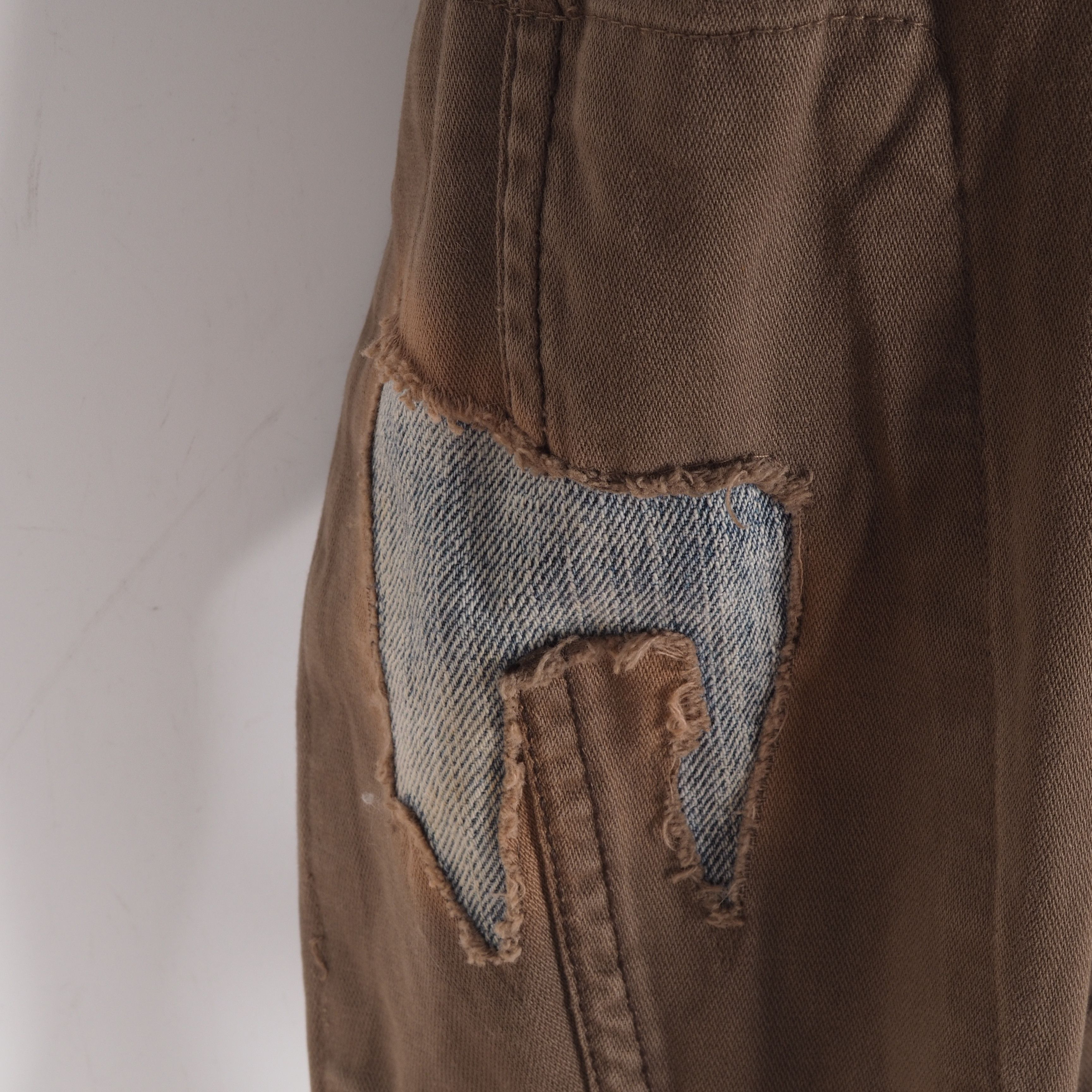 DIESEL Men's Vintage Distress Denim Trims Brown Zip Jacket