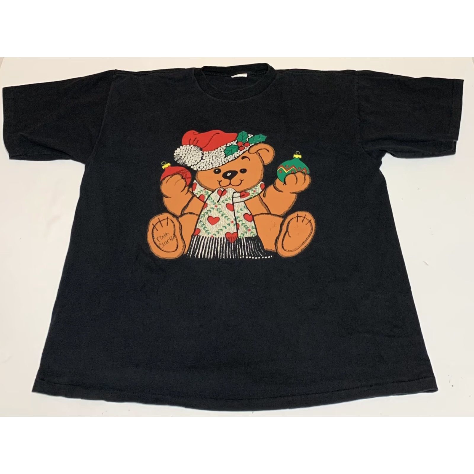 Vintage Vtg Christmas Bear T Shirt Black Large 1990s Single Stitch Graphic Tee Men Womens Christmas Happy Holidays +0? Size US L / EU 52-54 / 3 - 2 Thumbnail
