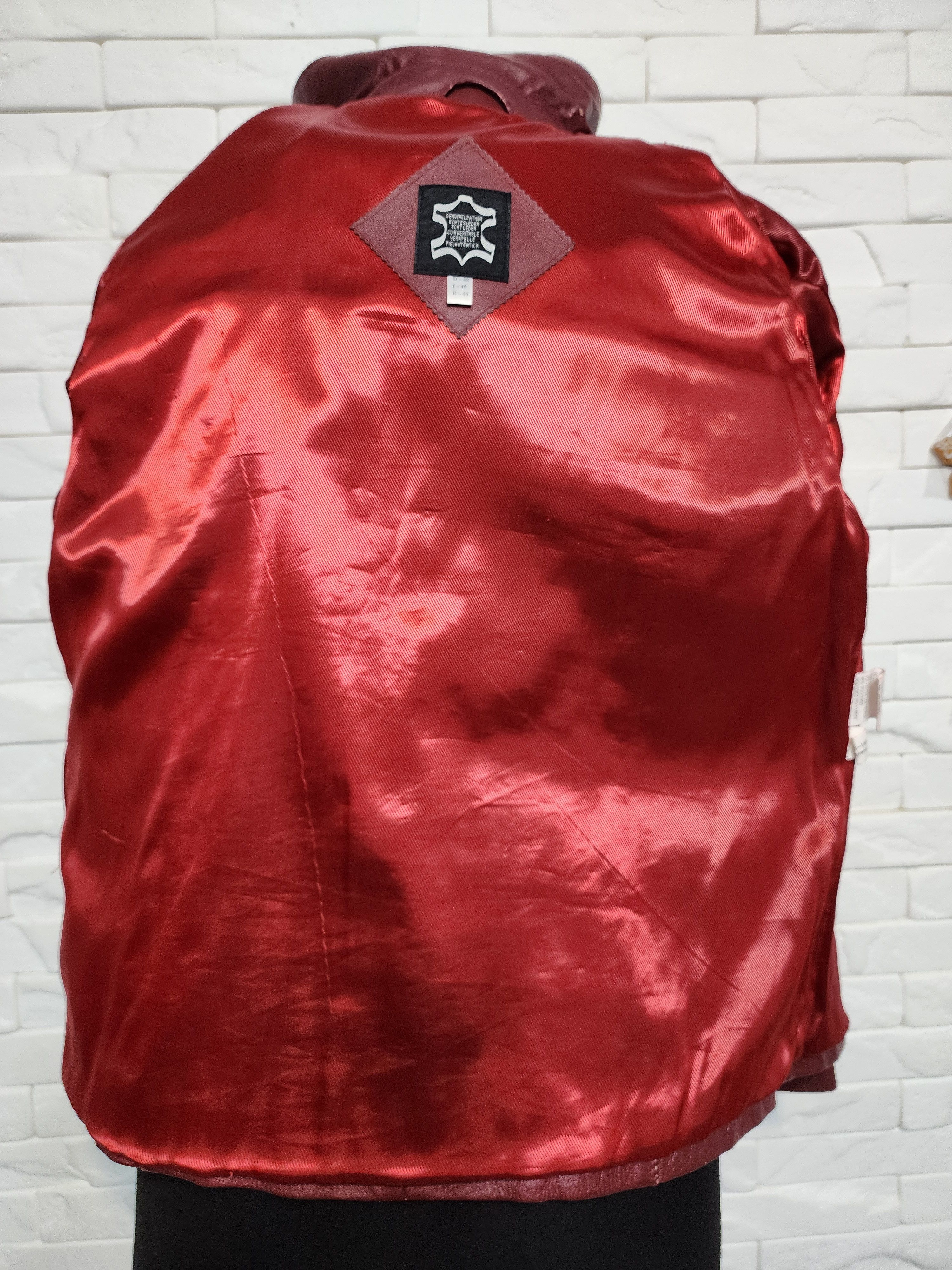 Genuine Leather Red Leather Women's Jacket: Sporty Leather with Metal Zipper Size L / US 10 / IT 46 - 8 Thumbnail
