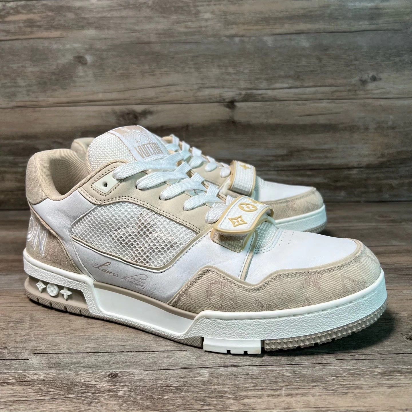 Louis Vuitton LV Trainer Velcro Khaki & Grey UK7 97 New Size US 8 / EU 41 - 2 Thumbnail