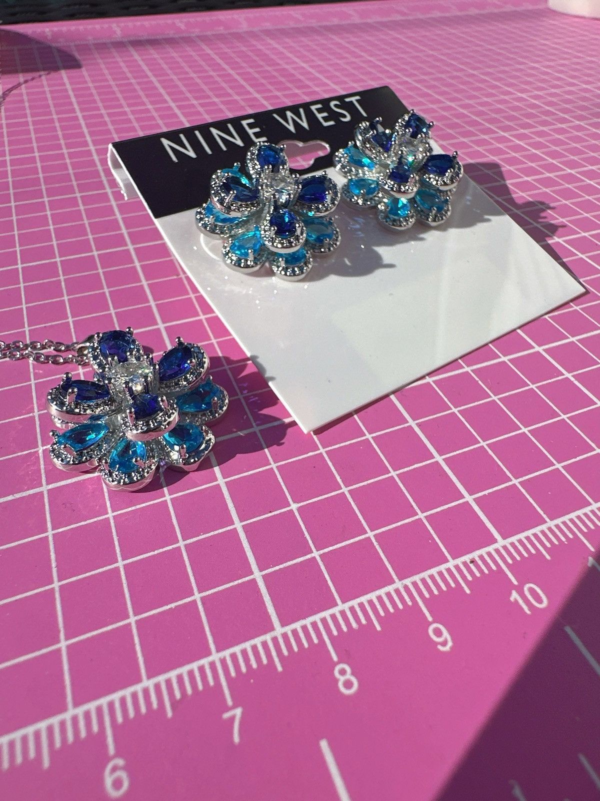 Nine West Nine West 925 sterling silver necklace earrings Set crystal Size ONE SIZE - 7 Thumbnail