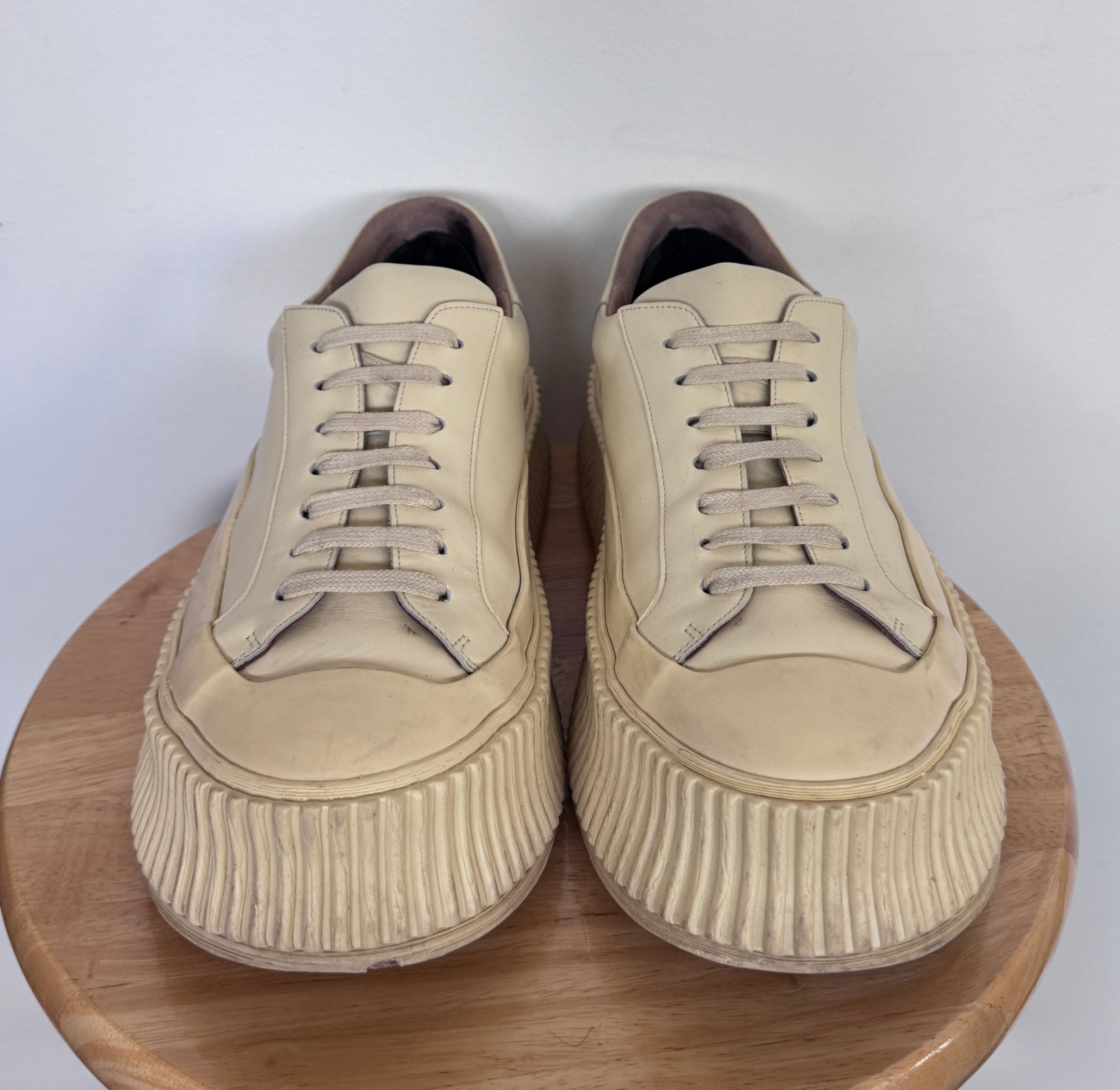 Jil Sander Jil Sander Agnellato Sneaker EU 42 US 9 Light Yellow Size US 9 / EU 42 - 1 Thumbnail