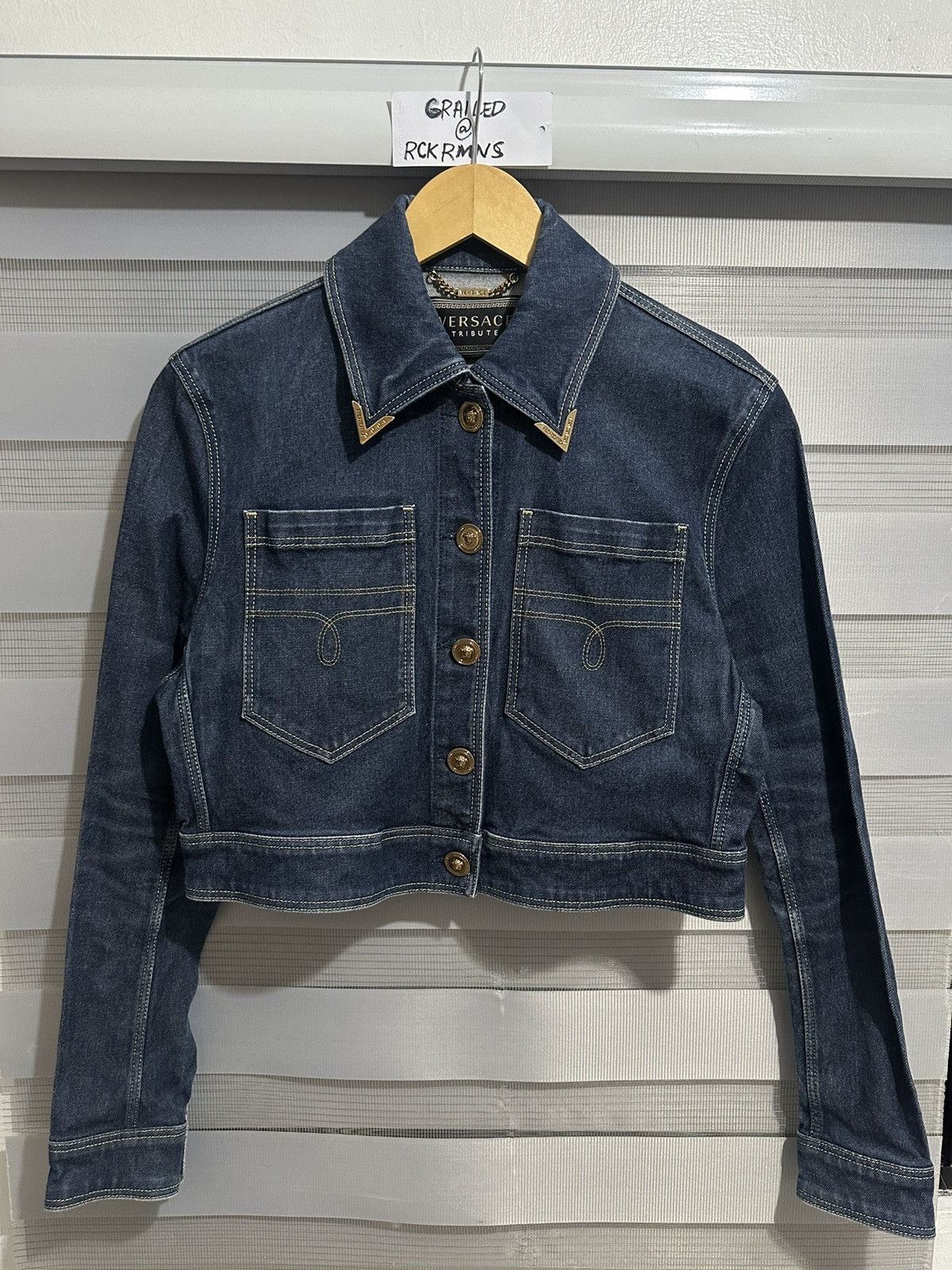 Versace Versace Tribute Cropped Denim Jacket Size S / US 4 / IT 40 - 1 Thumbnail