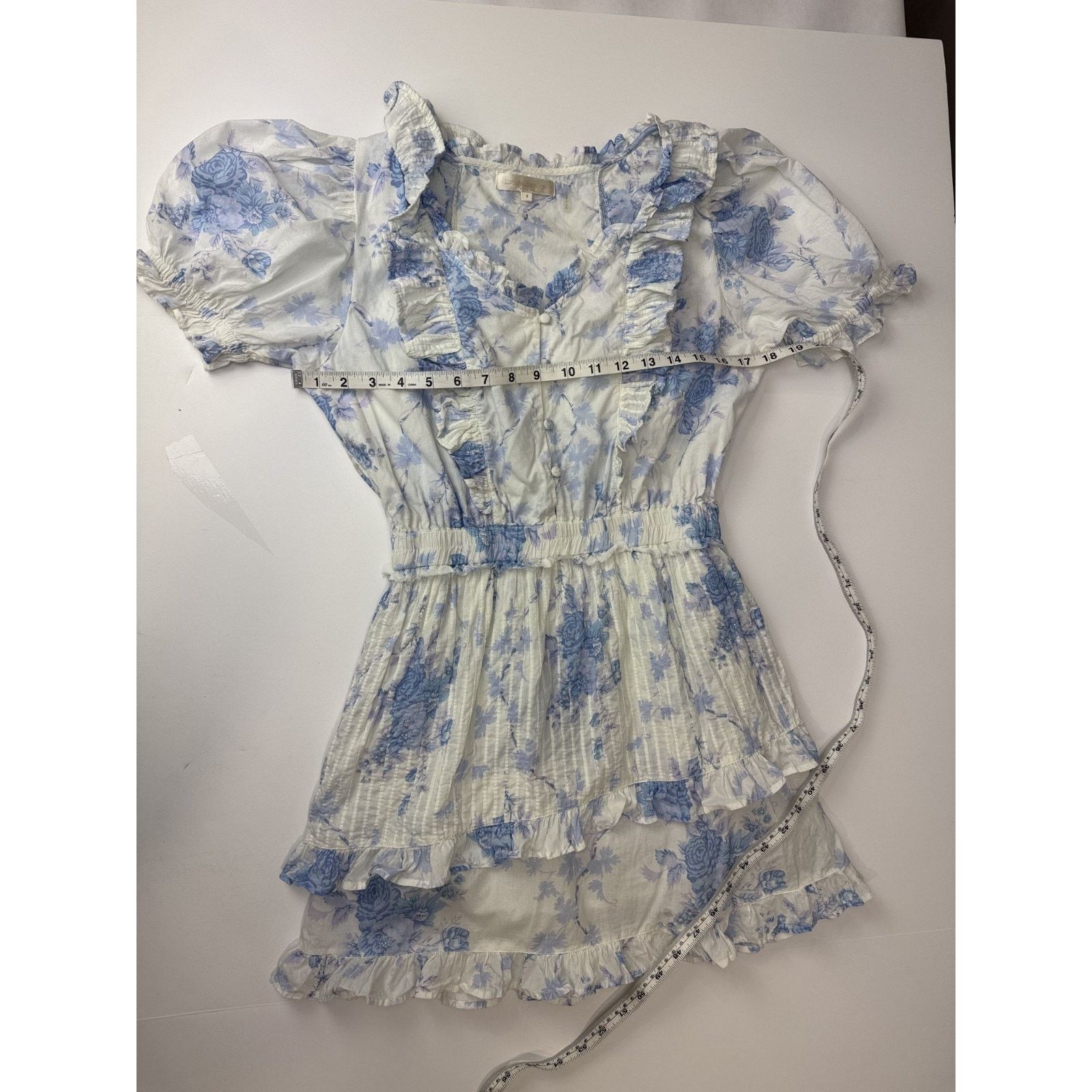 LoveShackFancy LoveShackFancy Blue & White Toile Dress Romantic Small Size S / US 4 / IT 40 - 3 Thumbnail