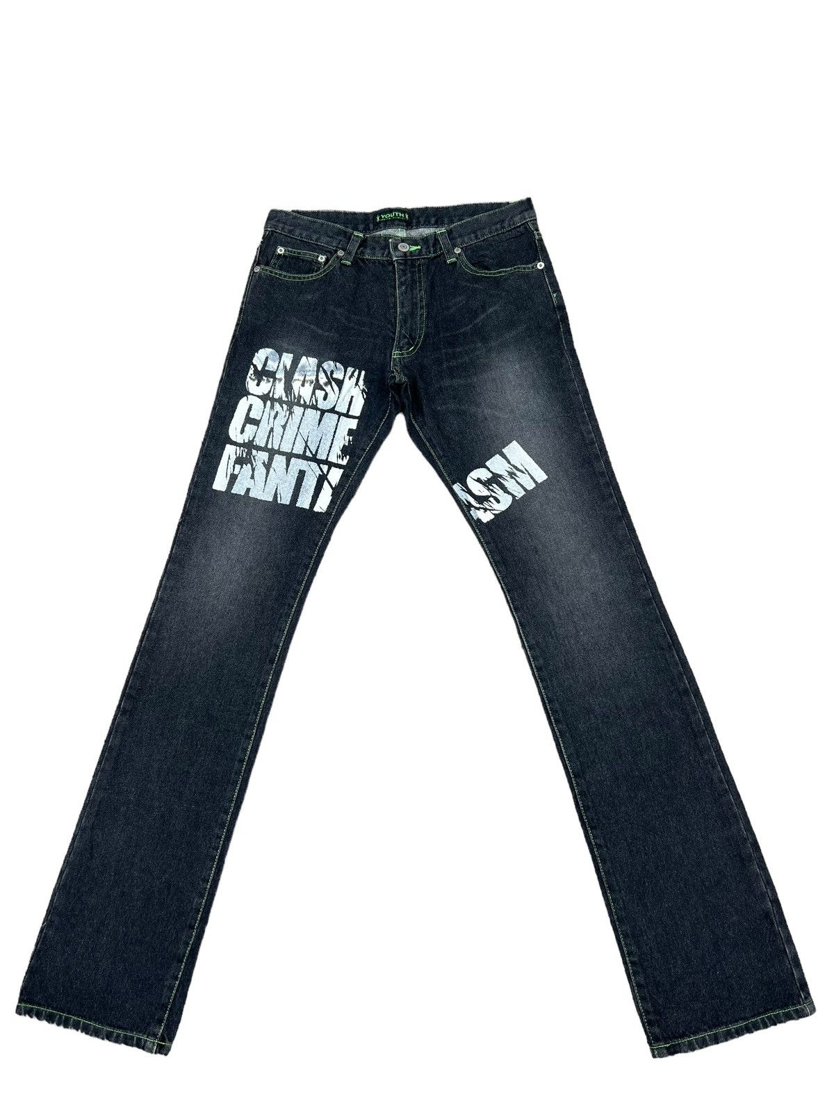 Japanese Brand Vintage 90s YOUTH Japan Clash Crime Fantasm Denim Jeans Size US 29 - 1 Thumbnail