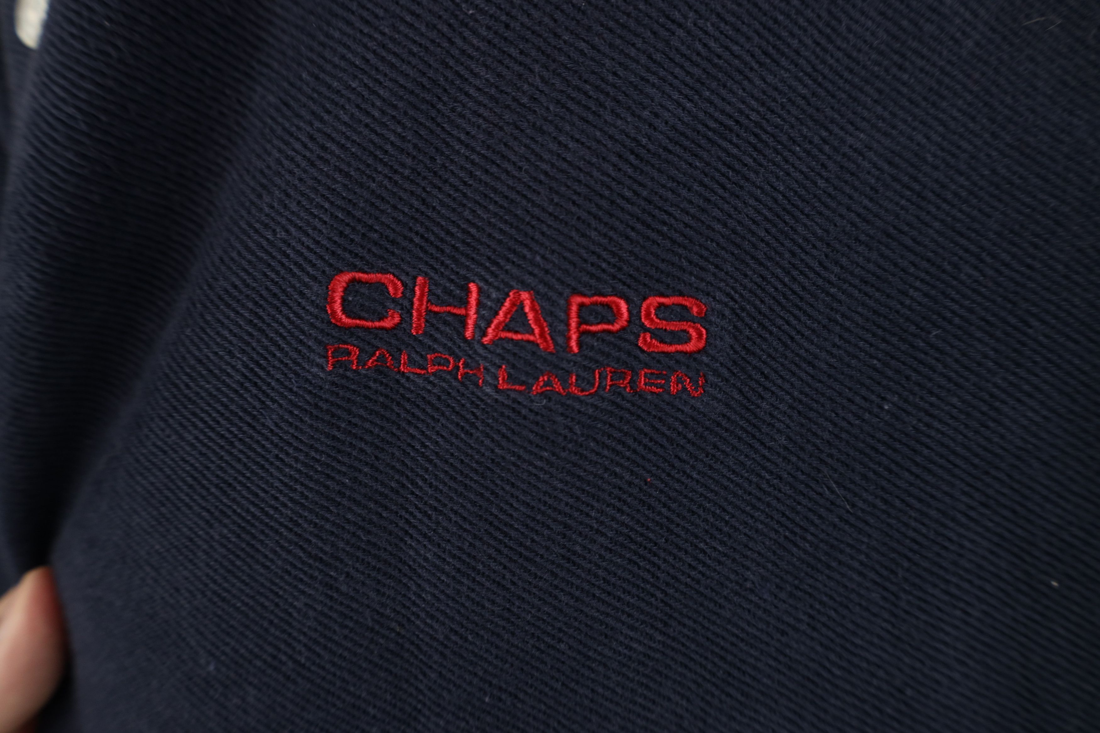 Ralph Lauren Vintage 90s Chaps Ralph Lauren Spell Out Baggy Fit Polo Blue Size US XL / EU 56 / 4 - 4 Thumbnail