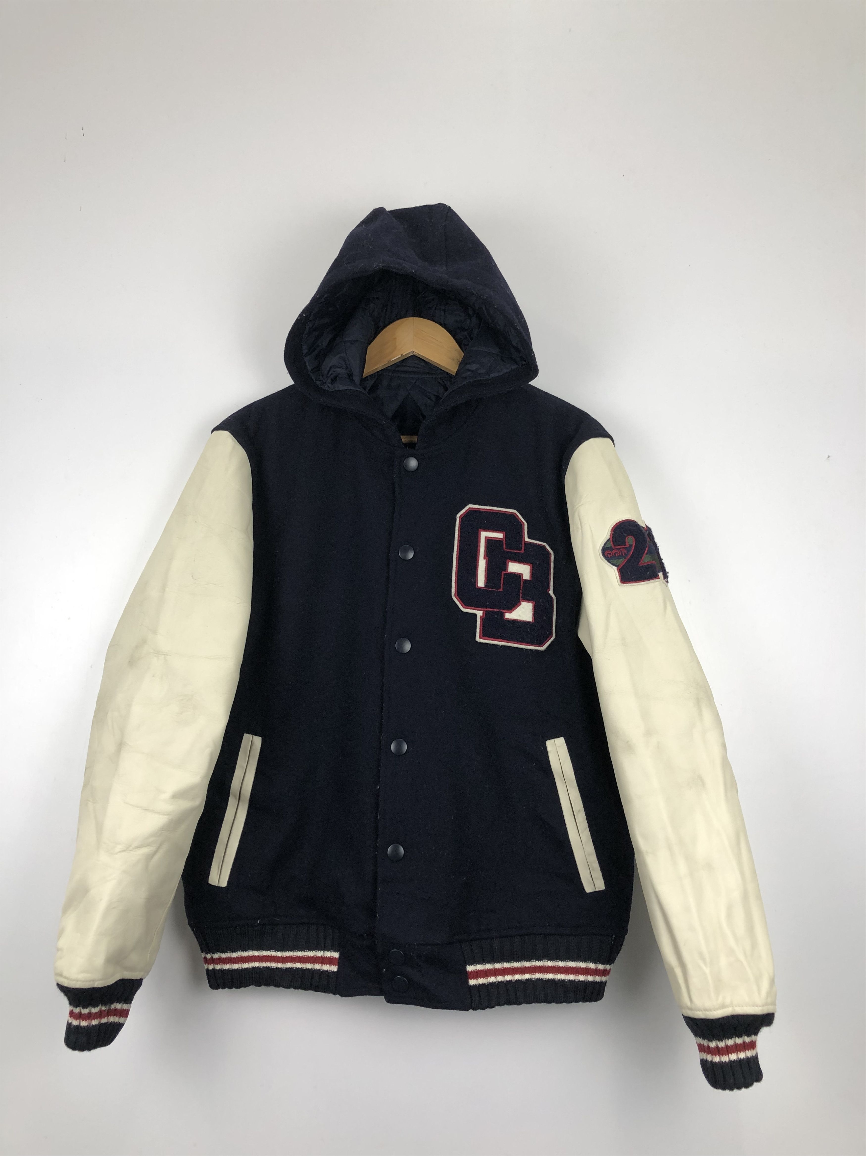 Comme Ca Ism Vintage Comme Ca Boys Wool Leather Varsity Hoodie V0381 Size US M / EU 48-50 / 2 - 1 Thumbnail