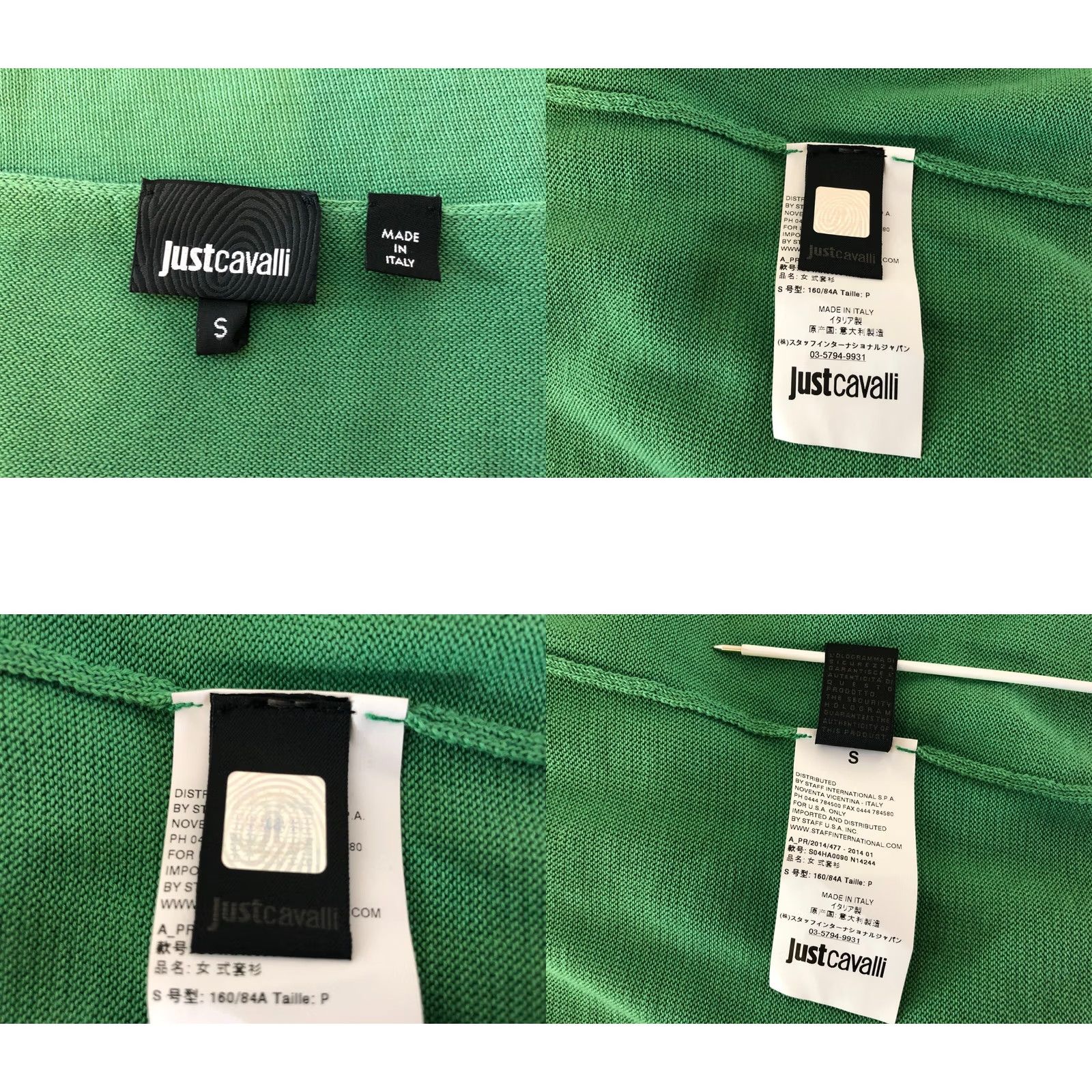 Just Cavalli Just Cavalli Women Top Cotton Green S 3/4 Sleeve Button-Up Knit Casual Modern Regular Fit Size S / US 4 / IT 40 - 8 Thumbnail