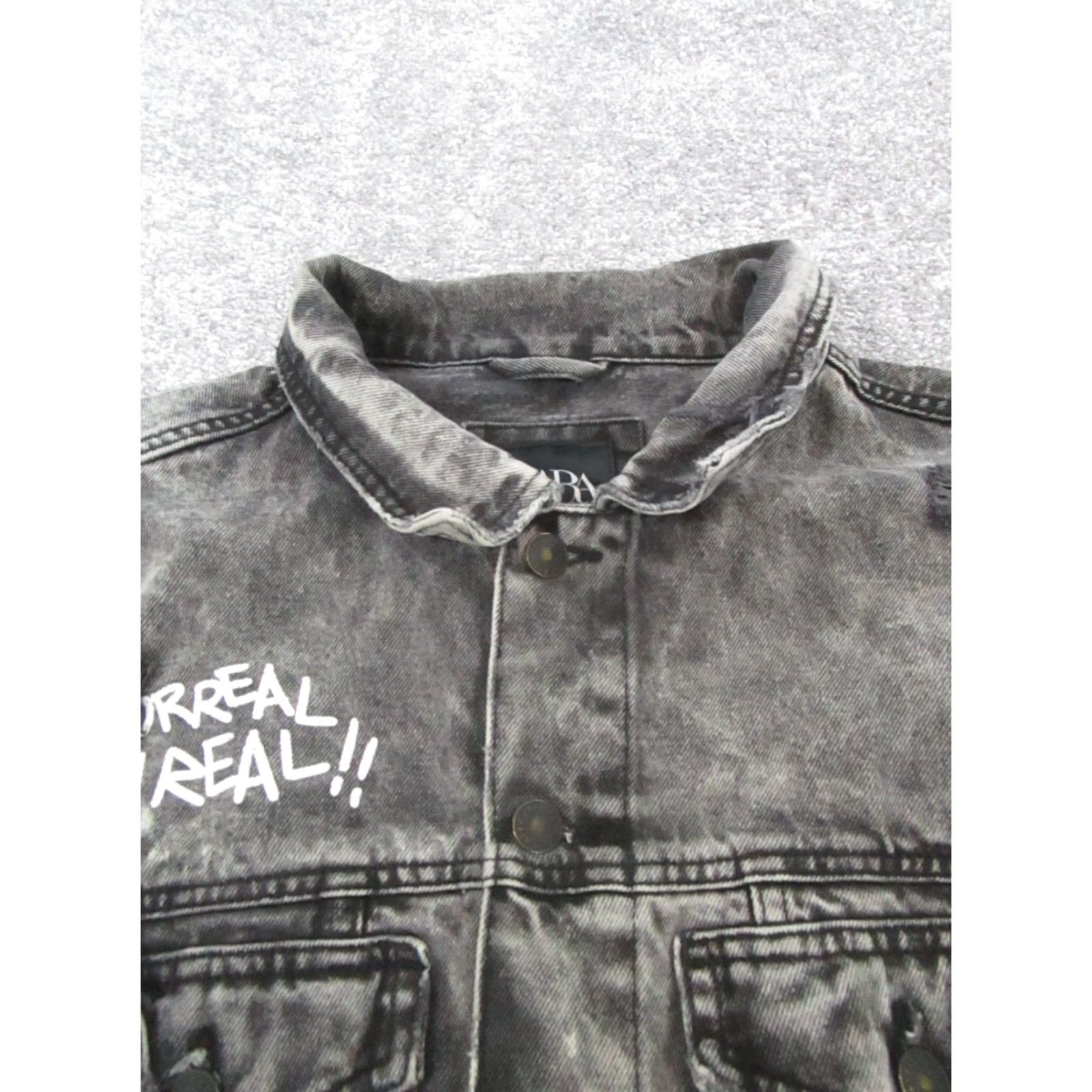 Zara Zara Jacket Mens Large Gray Pleated Denim Cotton Bomber Jacket Size US L / EU 52-54 / 3 - 2 Thumbnail