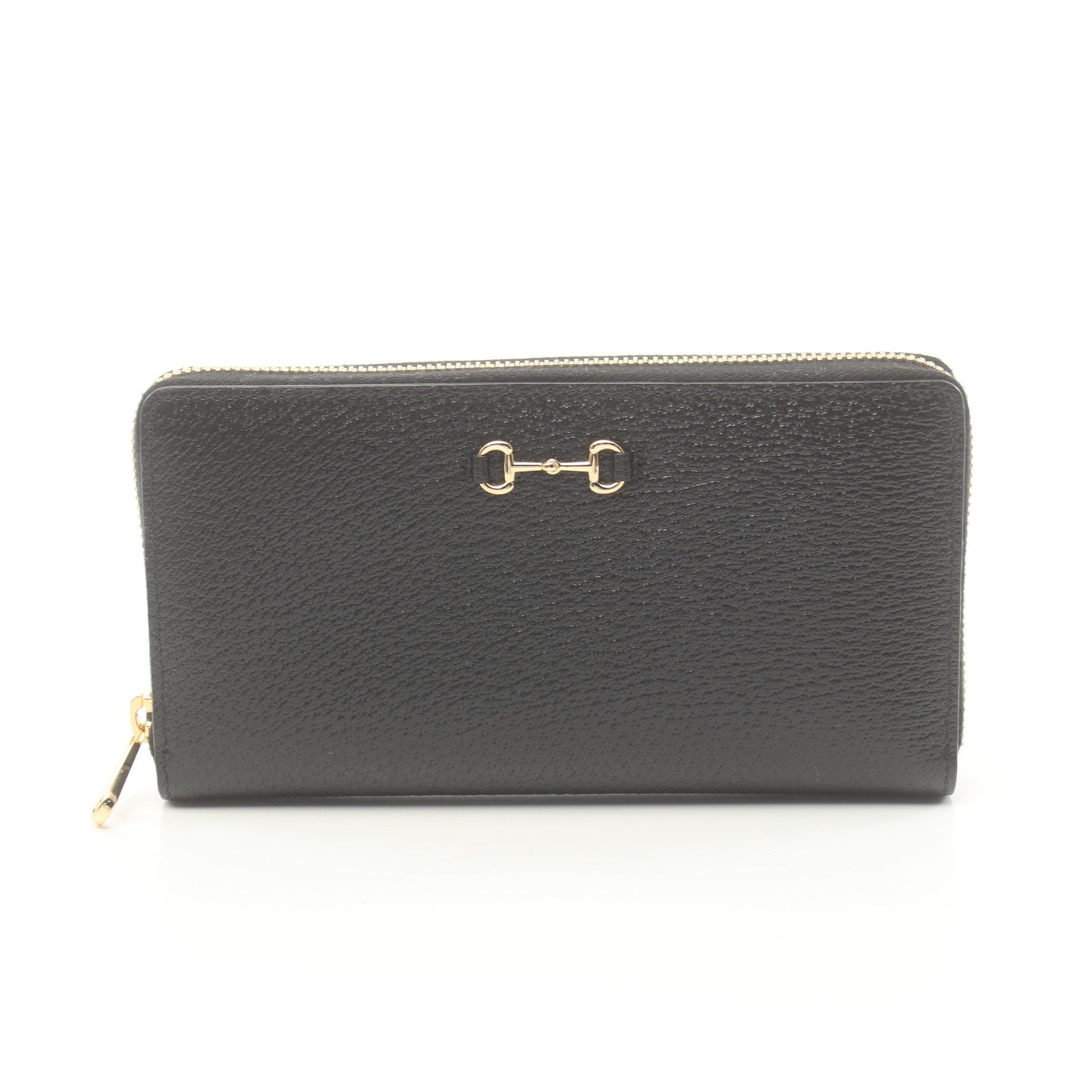 Gucci Gucci Horsebit Round Zipper Long Wallet Leather Black Size ONE SIZE - 1 Thumbnail