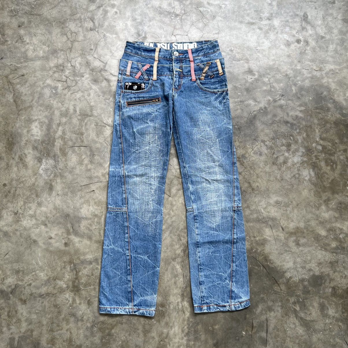 Hysteric Glamour 2000s Ba-Tsu Studio Vkei Style Double Waist Faded Jeans Size US 28 / EU 44 - 1 Thumbnail