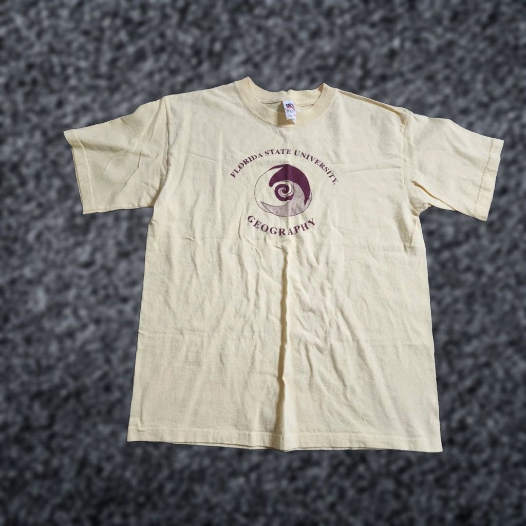 Anvil VINTAGE Florida State University Geography T Shirt M Mens Yellow 1990s Double Sided FSU Graphic Tee Cotton Anvil Shirt Size US M / EU 48-50 / 2 - 1 Thumbnail