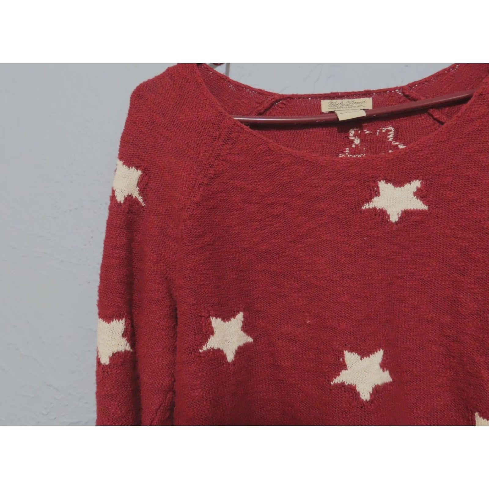 Lucky Brand Lucky Brand Sweater Shirt Women M Red Star Print Knit Pullover 3/4 Sleeve Casual Winter Fall Spring Womens Size M / US 6-8 / IT 42-44 - 5 Thumbnail