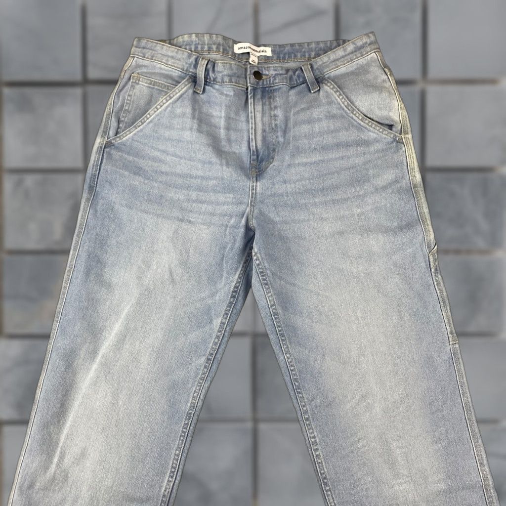 Essentials Amazon Essentials Jeans Mens 34X30 Blue Straight Leg Pockets Loose Fit Stretch Size US 34 / EU 50 - 1 Thumbnail